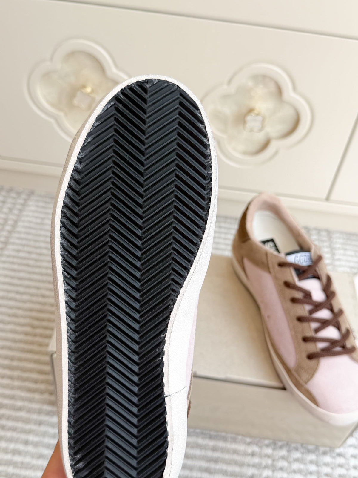 GGDB Sneakers Pink Suede Glitter Star 122359