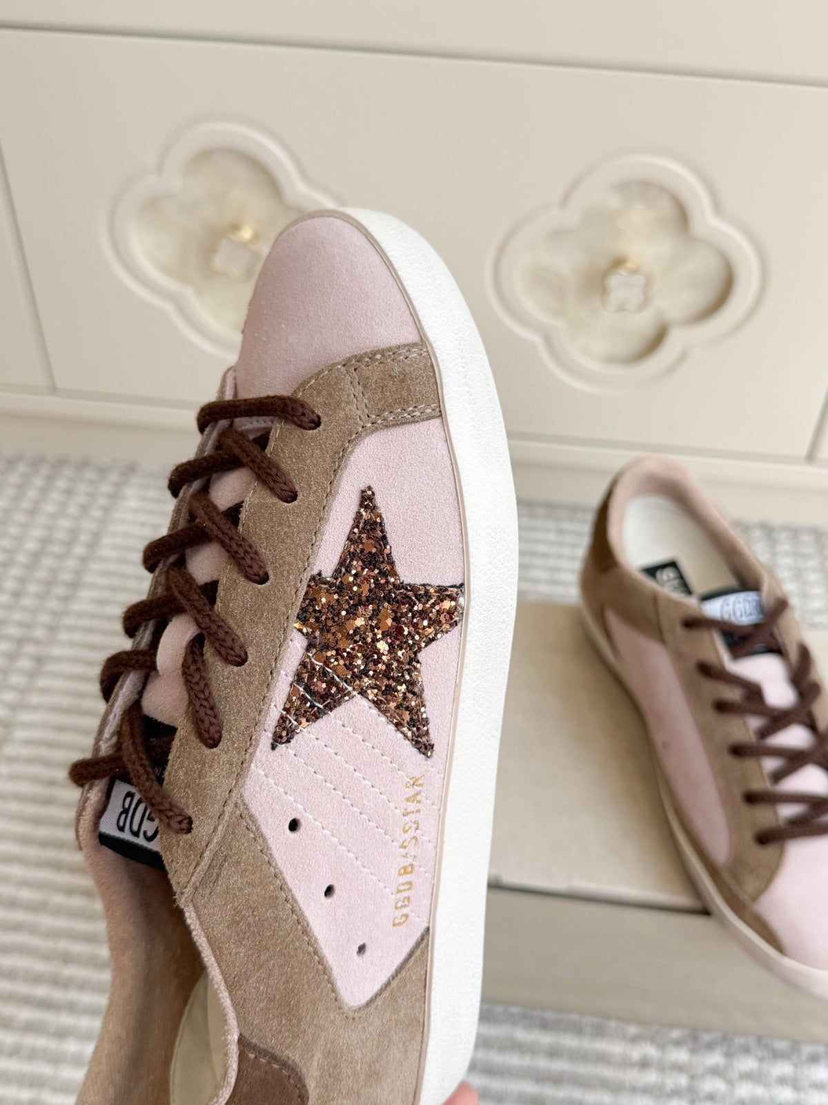 GGDB Sneakers Pink Suede Glitter Star 122359