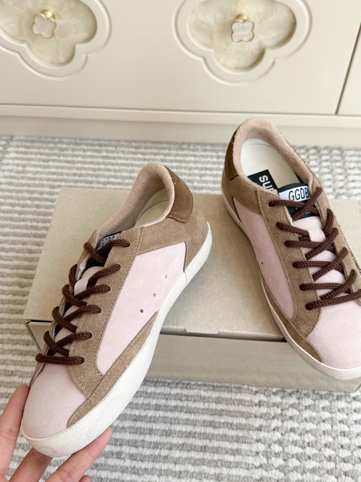 GGDB Sneakers Pink Suede Glitter Star 122359