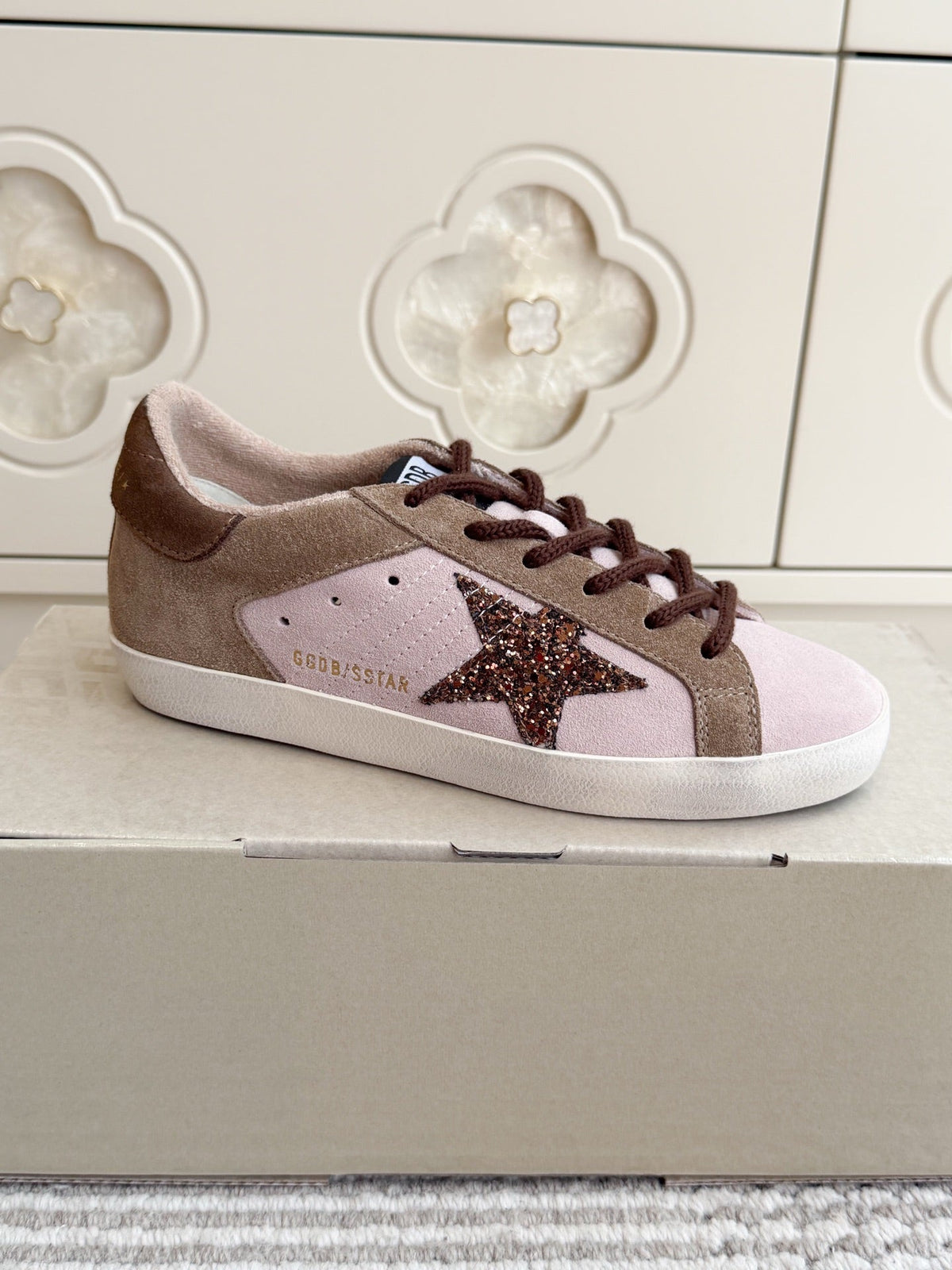 GGDB Sneakers Pink Suede Glitter Star 122359