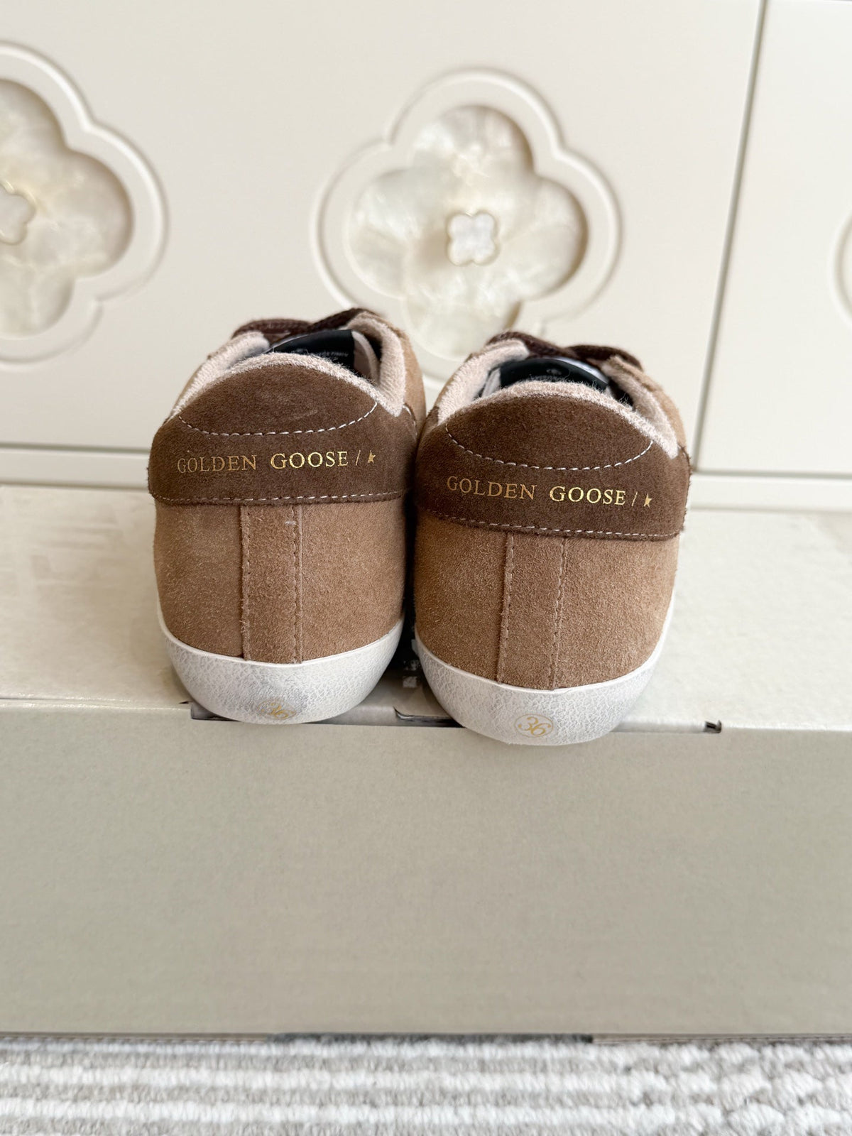 GGDB Sneakers Beige Brown Suede Glitter Star 122362