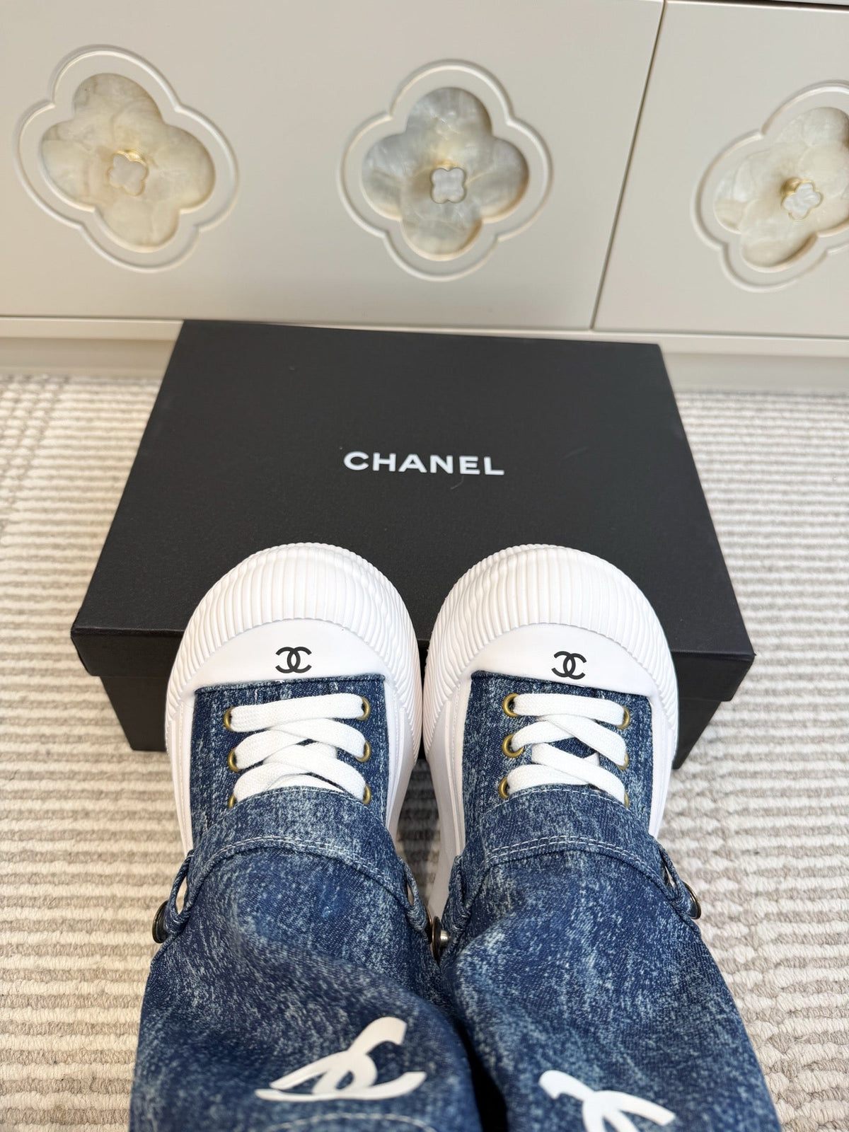 CC 26s Denim High-Top Sneakers 4cm Blue Denim 122032