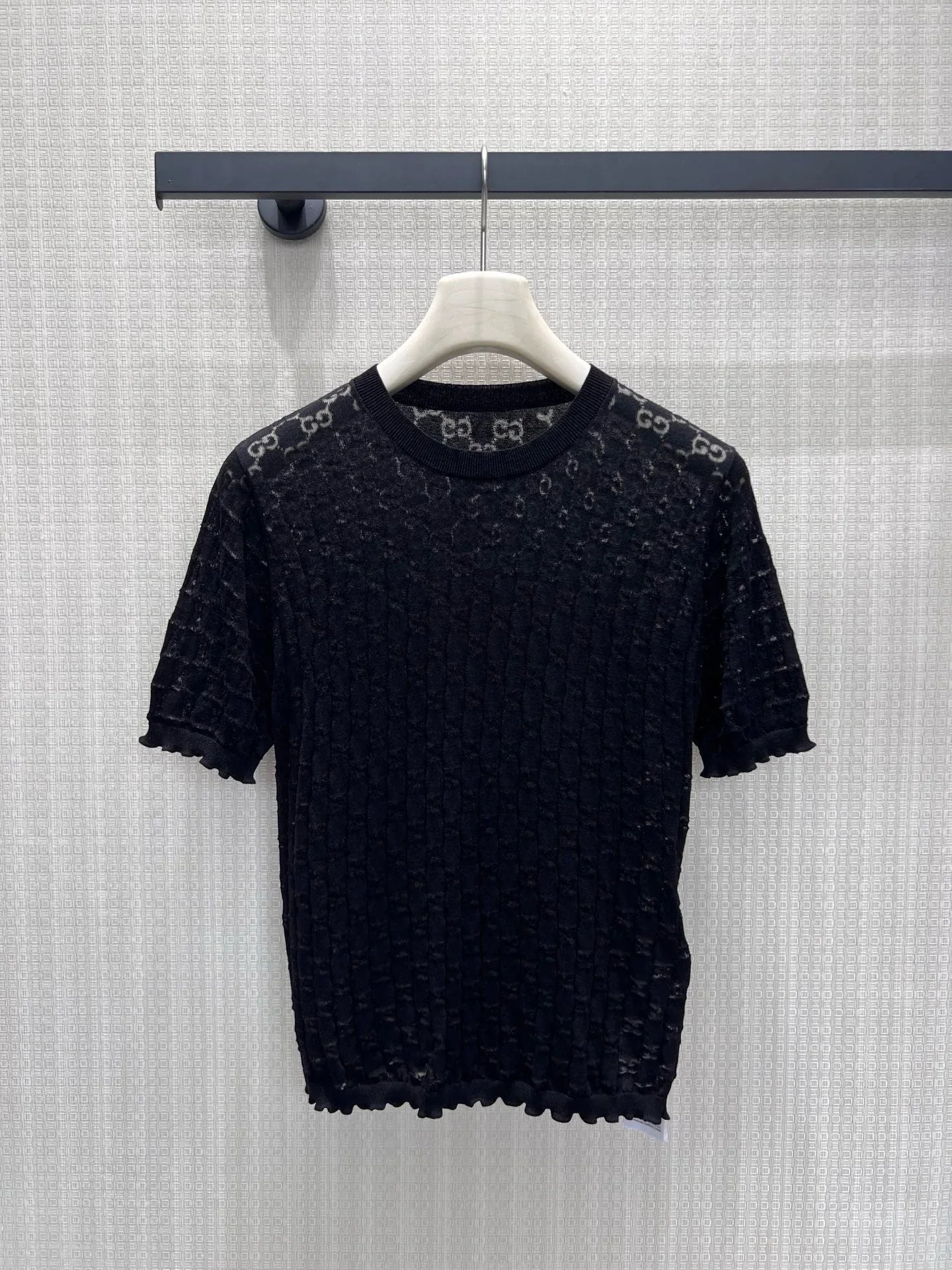 GG 26s Jacquard Knit Short-Sleeved Top Cotton 405392