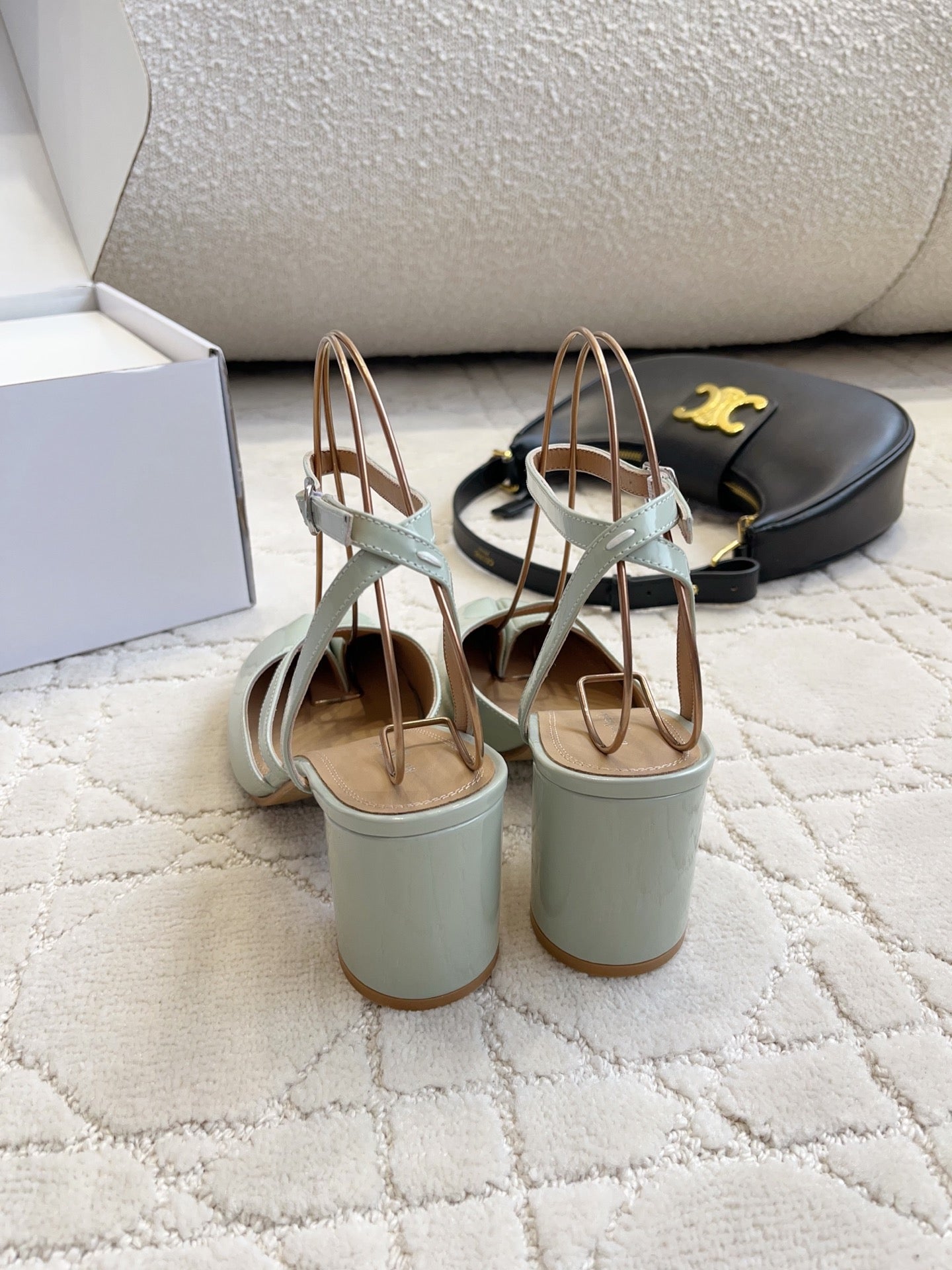 Maison Margiela Tabi Slingback 8cm Pale Mint Patent Leather 808647