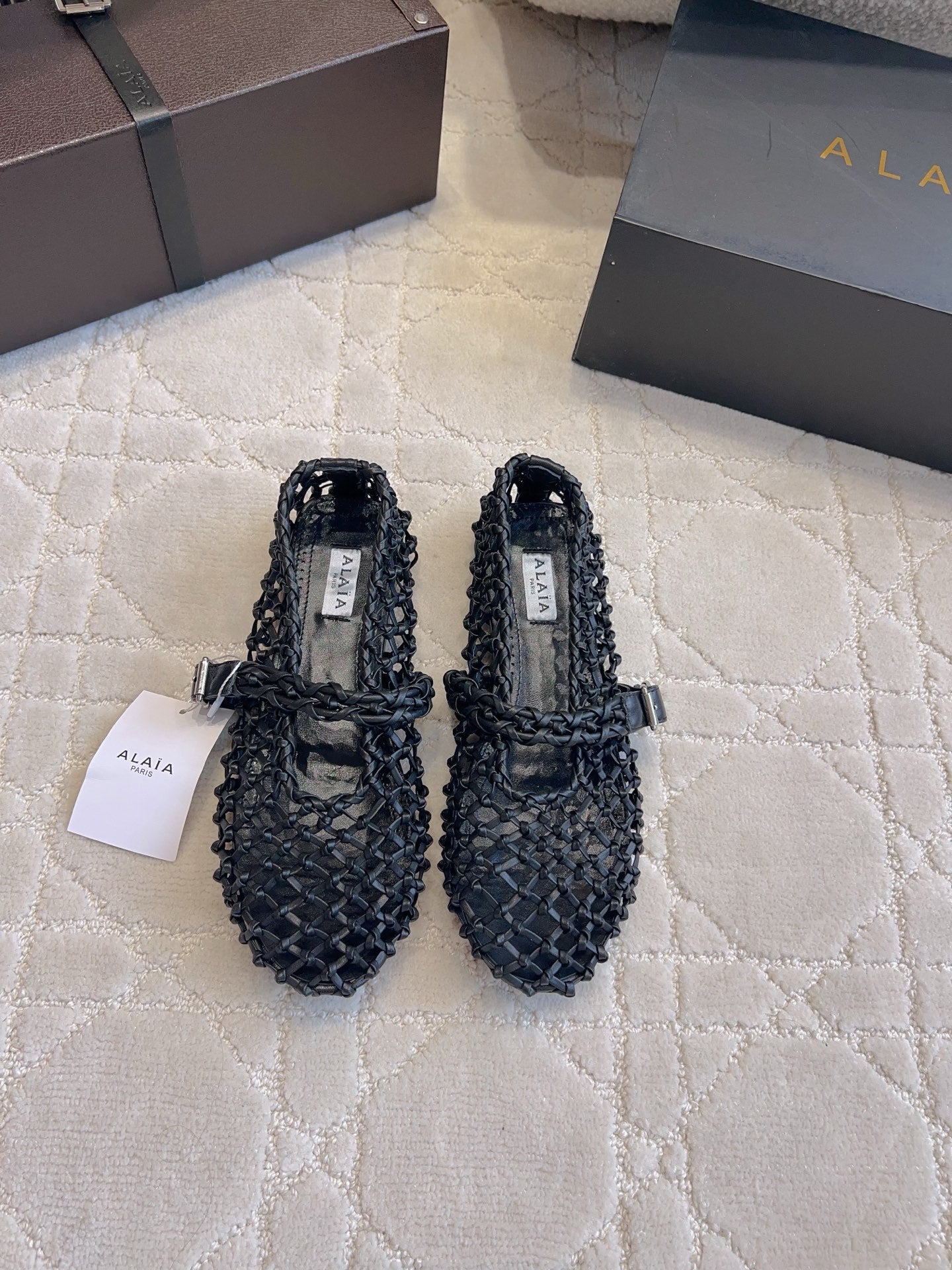 Alaïa Fishnet Ballet Flats Black Sheepskin 851455
