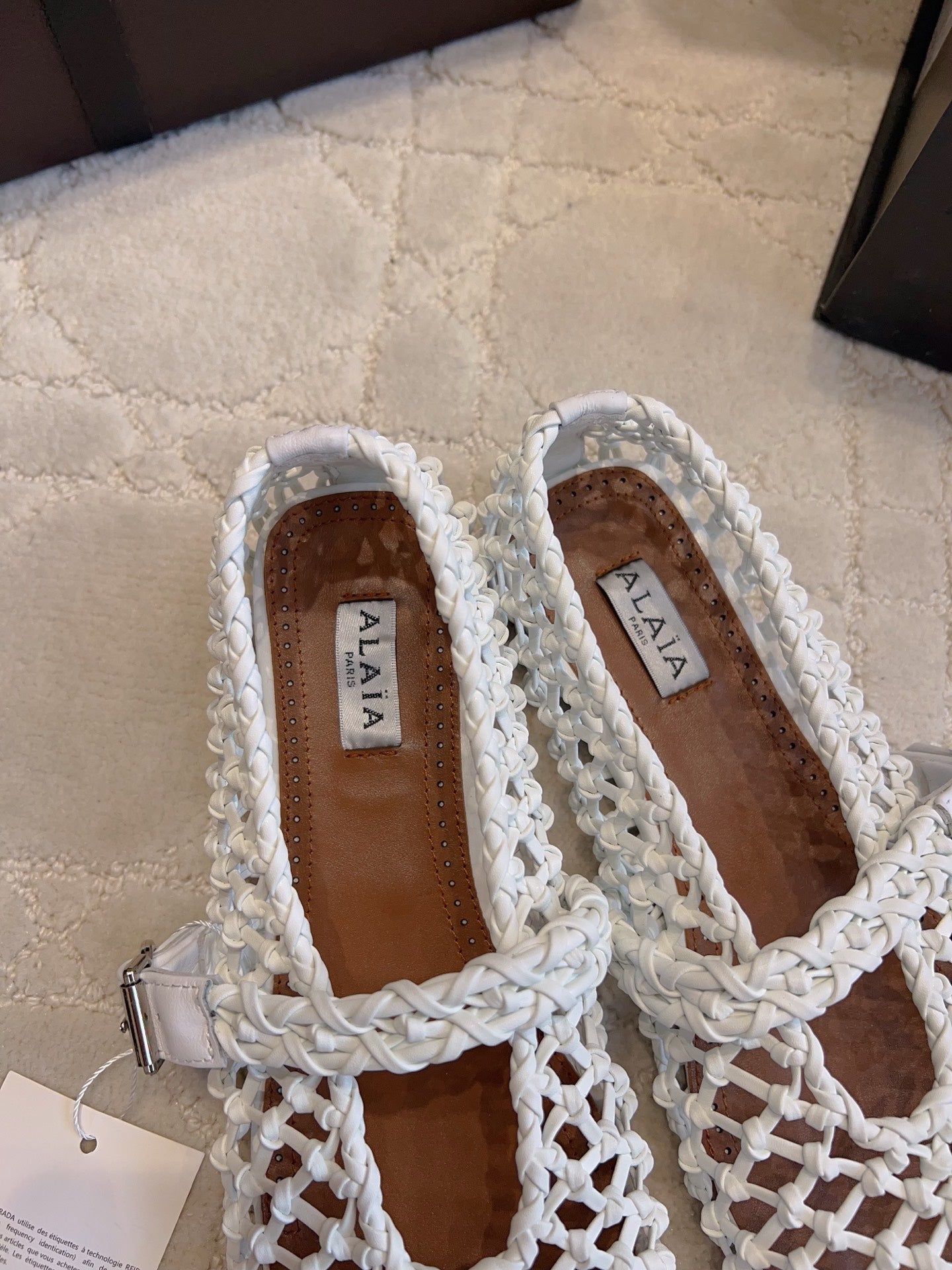 Alaïa Fishnet Ballet Flats White Sheepskin 851457