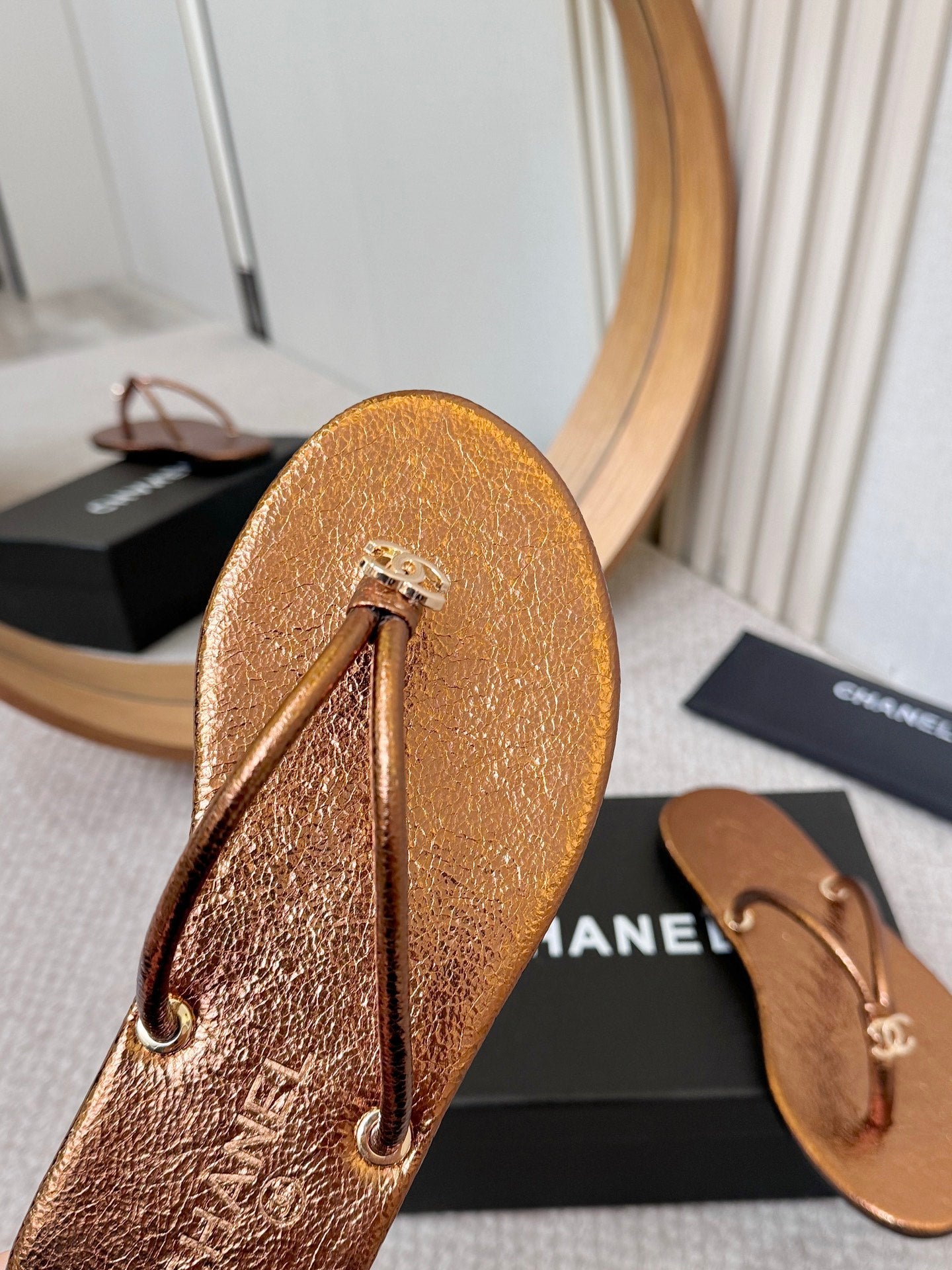 CC 2026 Thong Sandal Copper Metalic Calfskin 826473