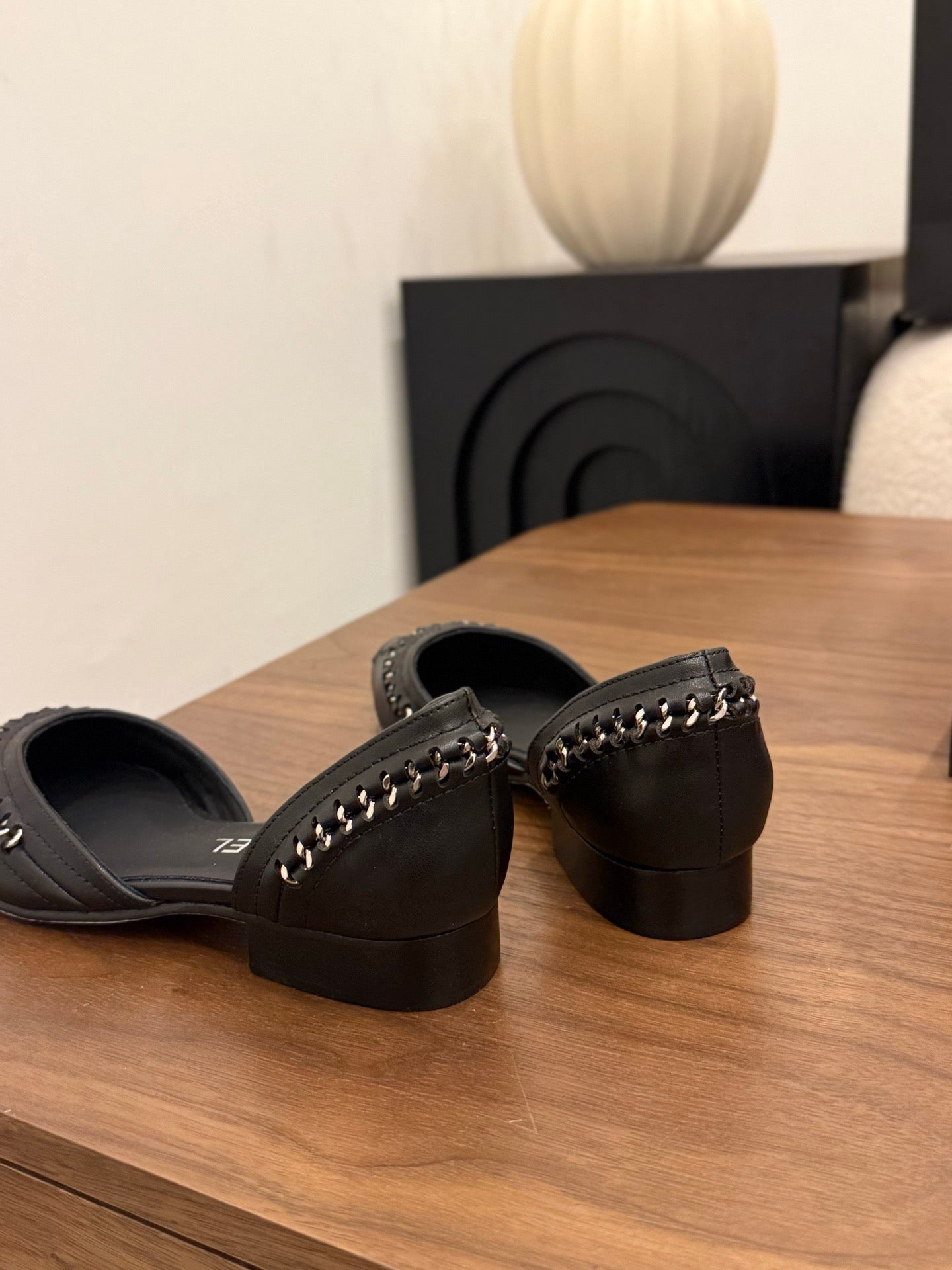 CC 2026 SlingBack Flat Braided Chain Black Calfskin 676191