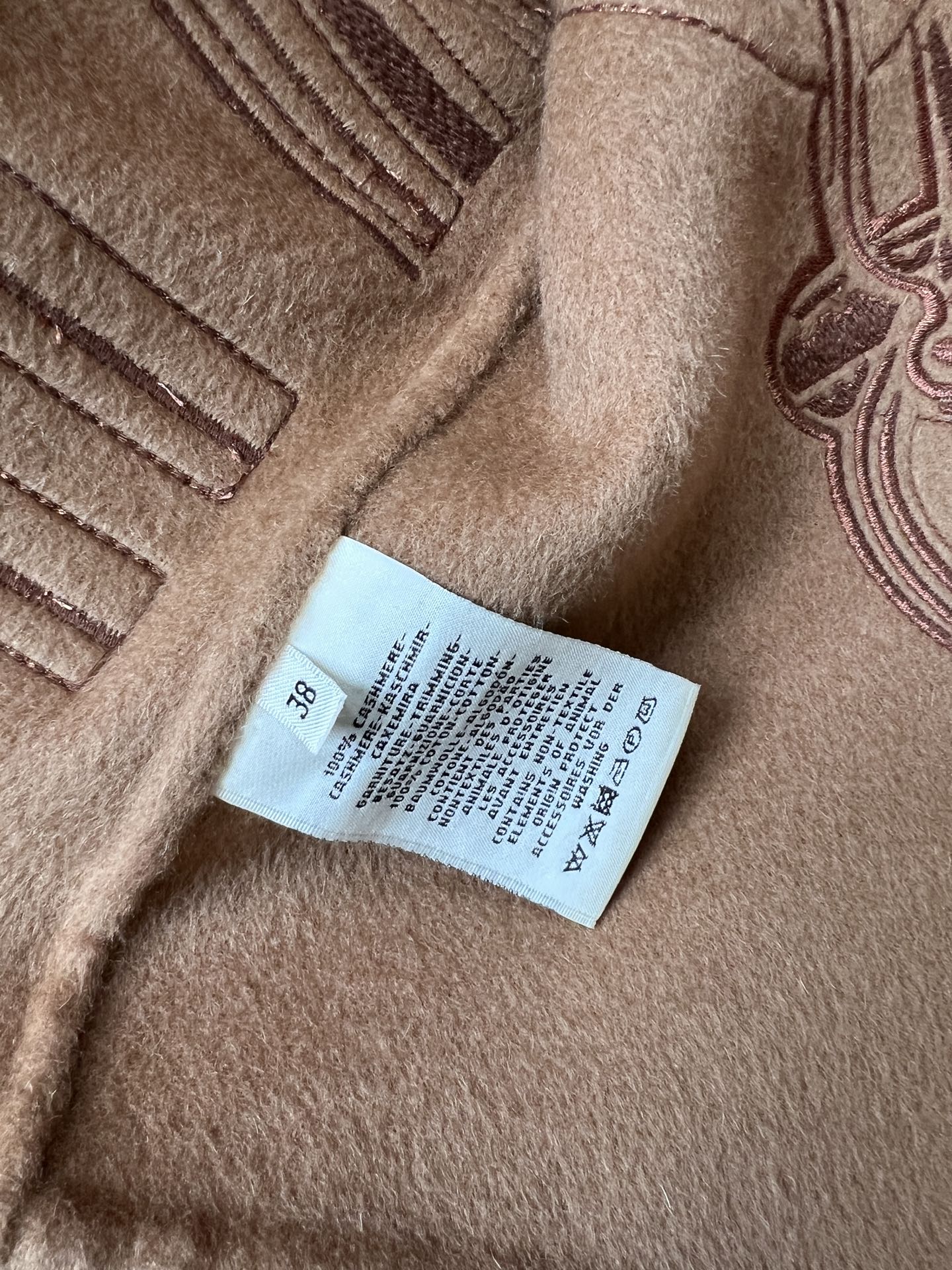 HM Embroidered Short Oat Coat Wool Cashmere Calfskin 304304