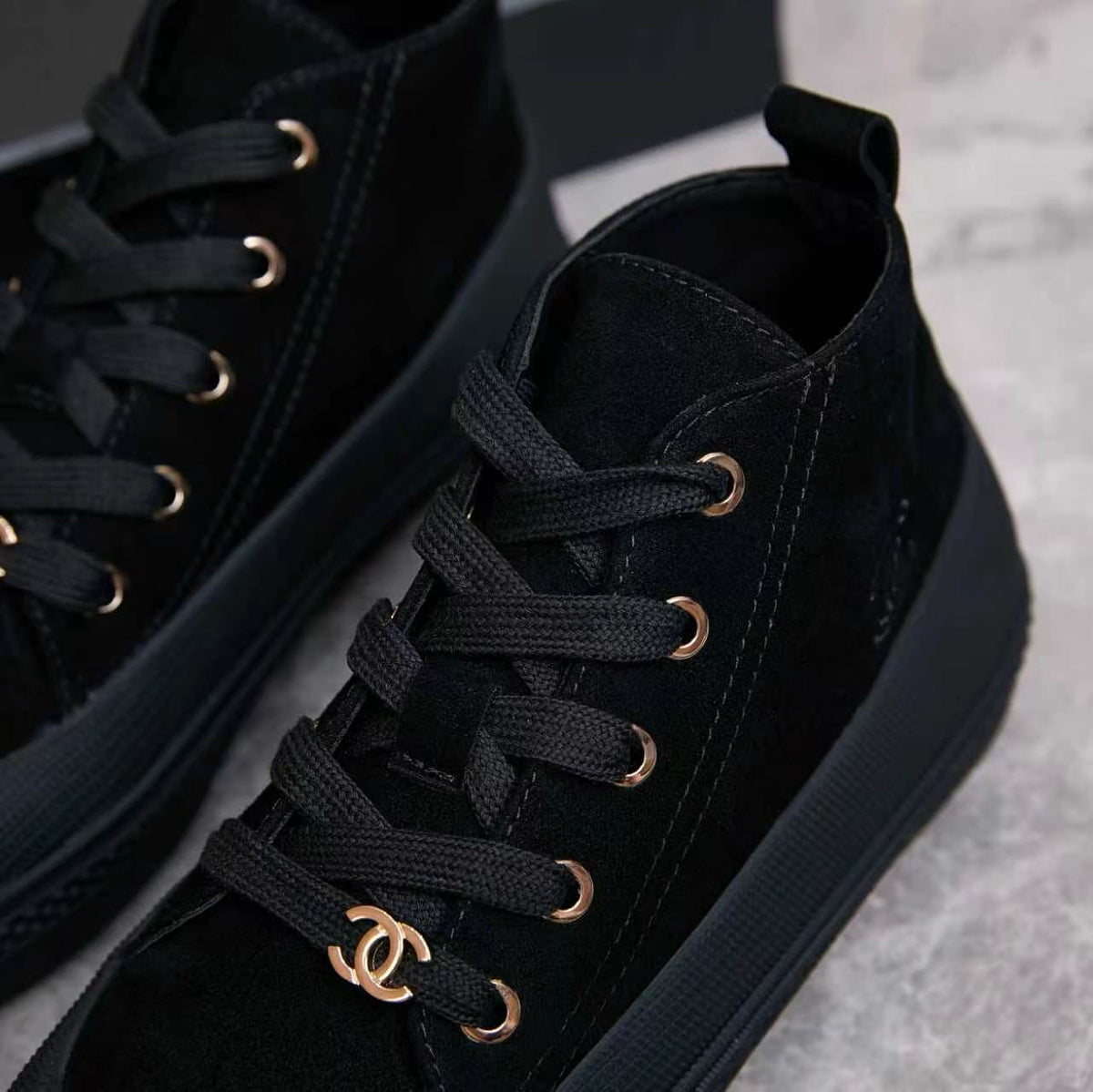 Chanel 26s Mid Sneakers Black Suede 168231