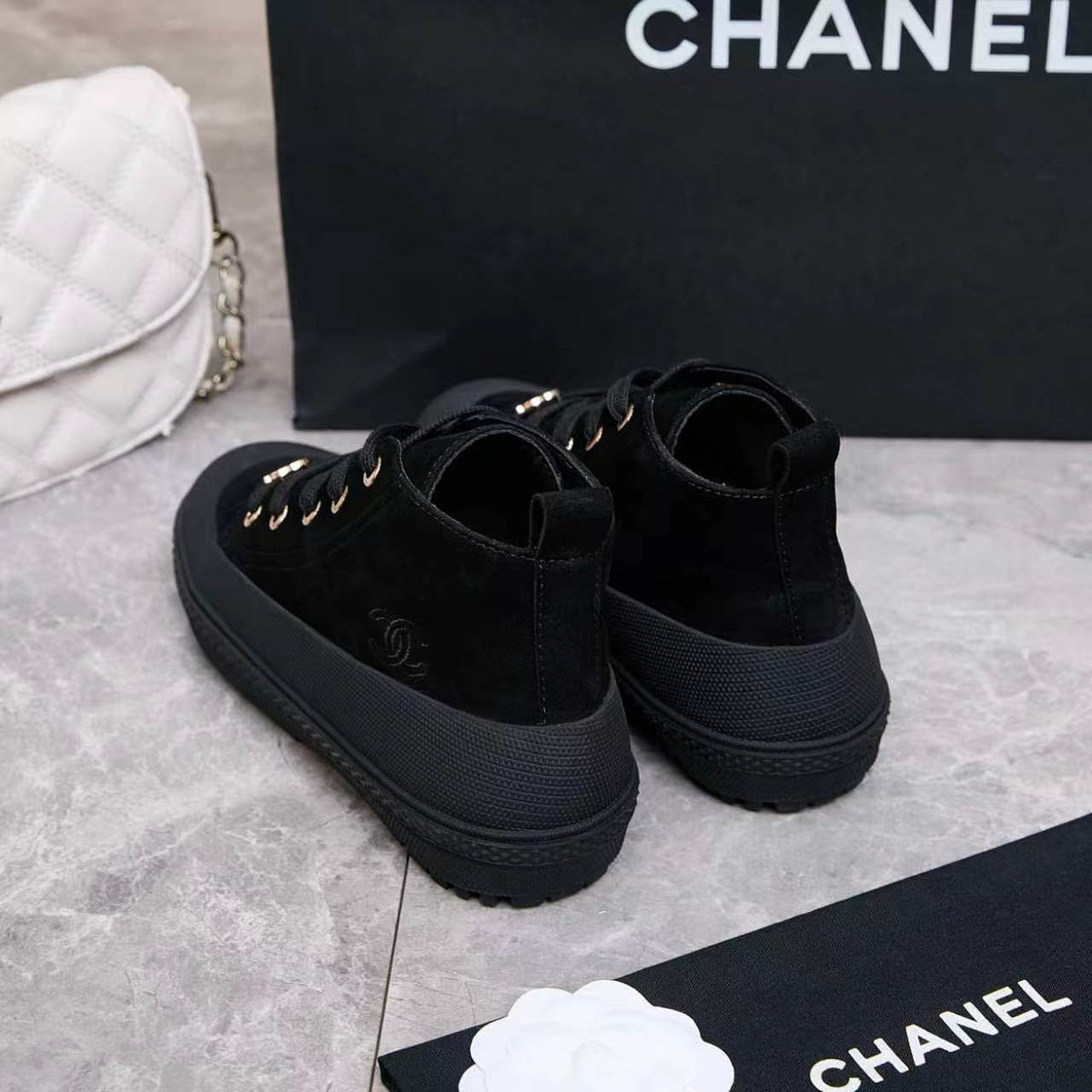 Chanel 26s Mid Sneakers Black Suede 168231