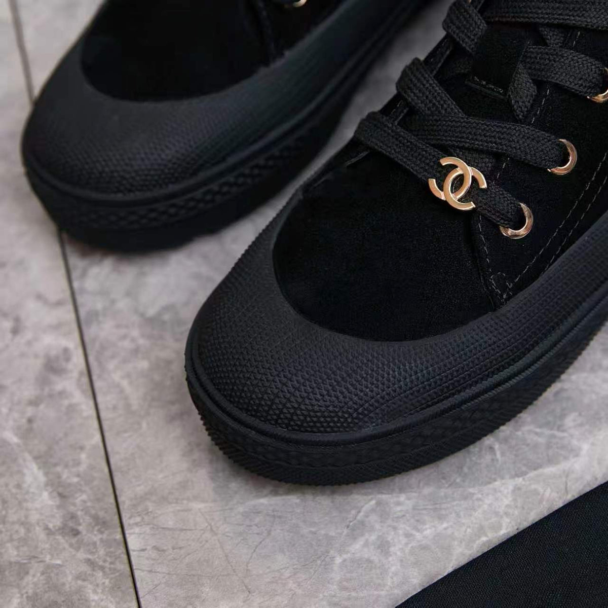 Chanel 26s Mid Sneakers Black Suede 168231