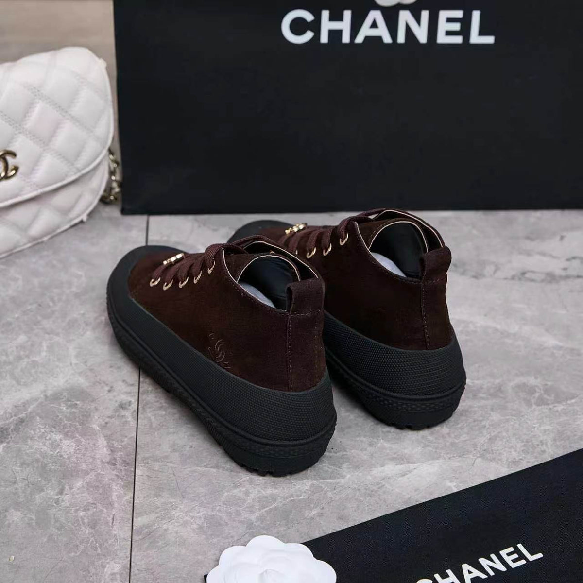 Chanel 26s Mid Sneakers Dark Brown Suede 168233