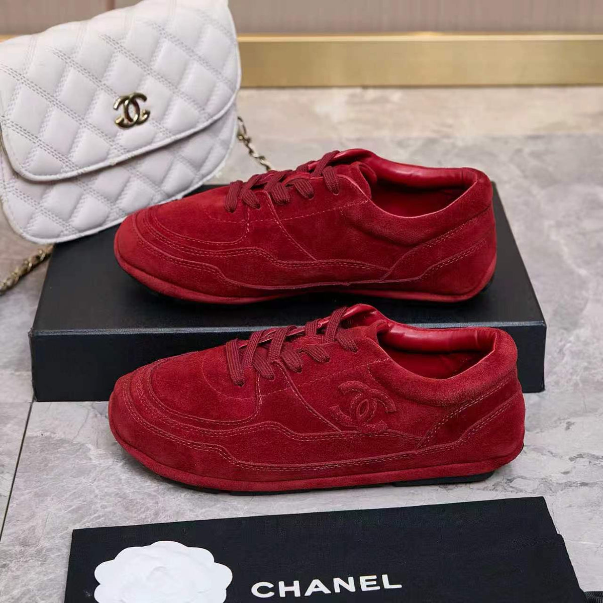 Chanel 26s Sneakers Burgundy Suede 168244