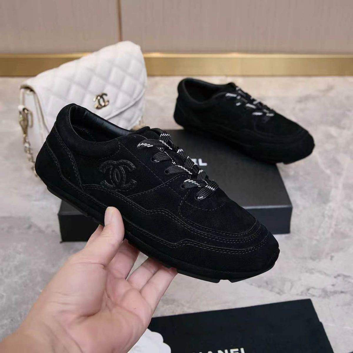 Chanel 26s Sneakers Black Suede 168246