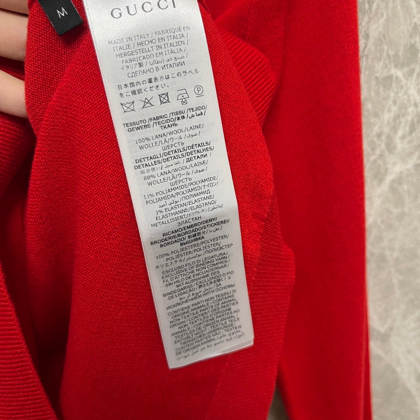 GG Cardigan With Embroidery Red Knit Wool 394322