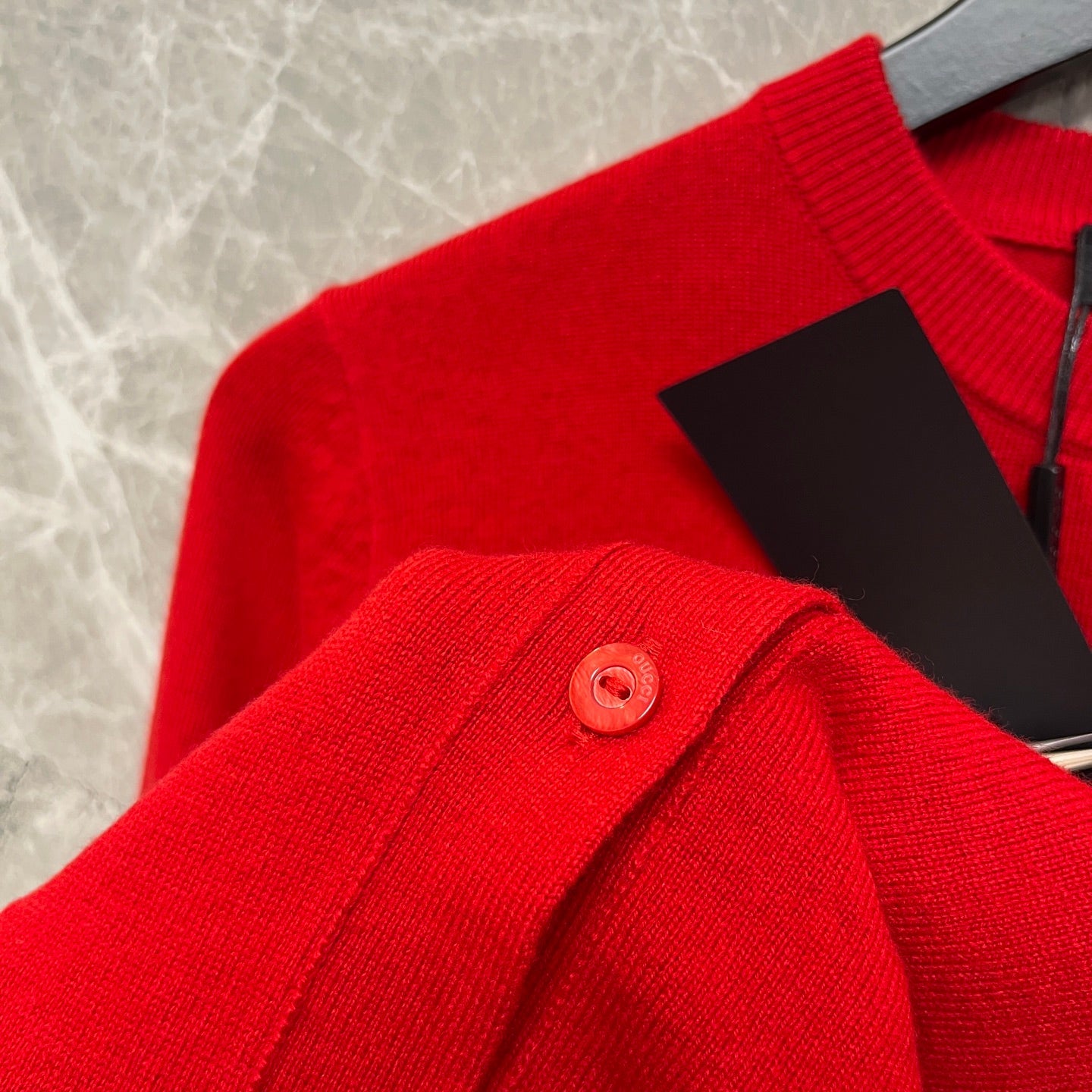 GG Cardigan With Embroidery Red Knit Wool 394322