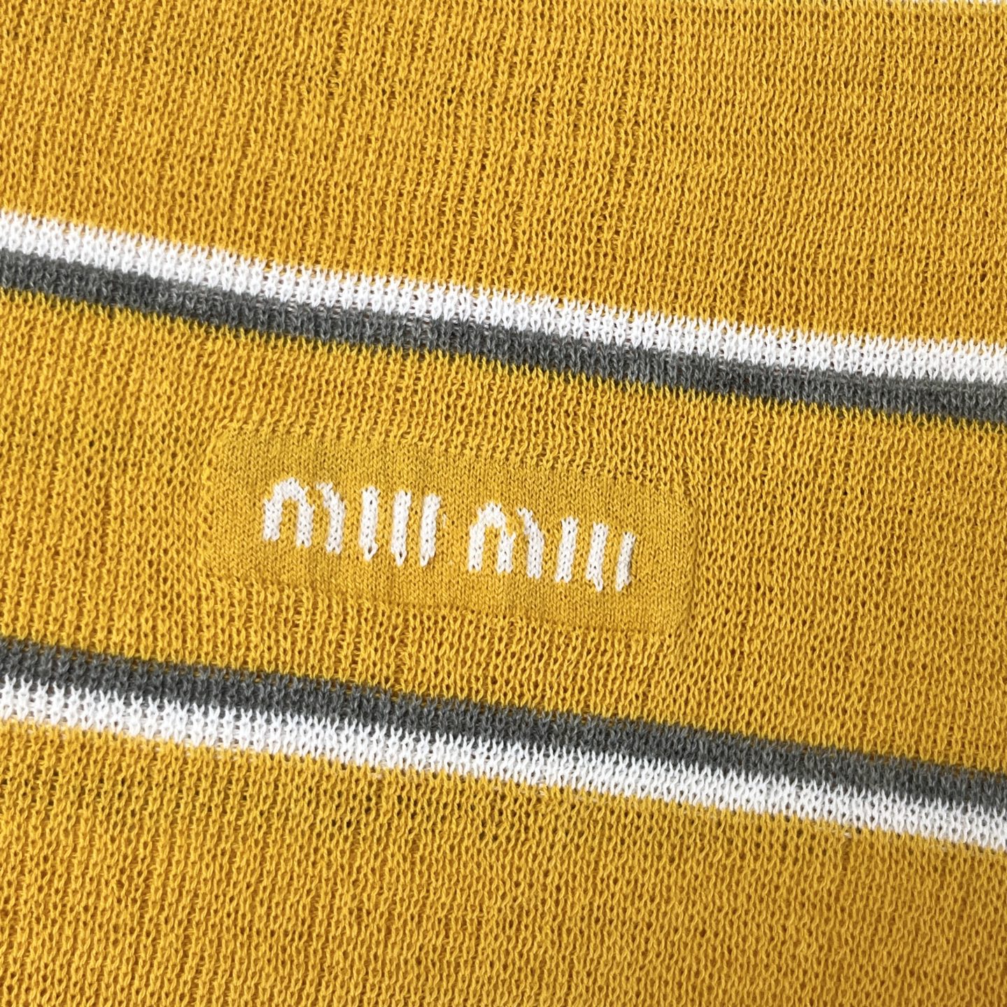 Miu 26s Knit Polo Shirt Yellow Cotton 423043