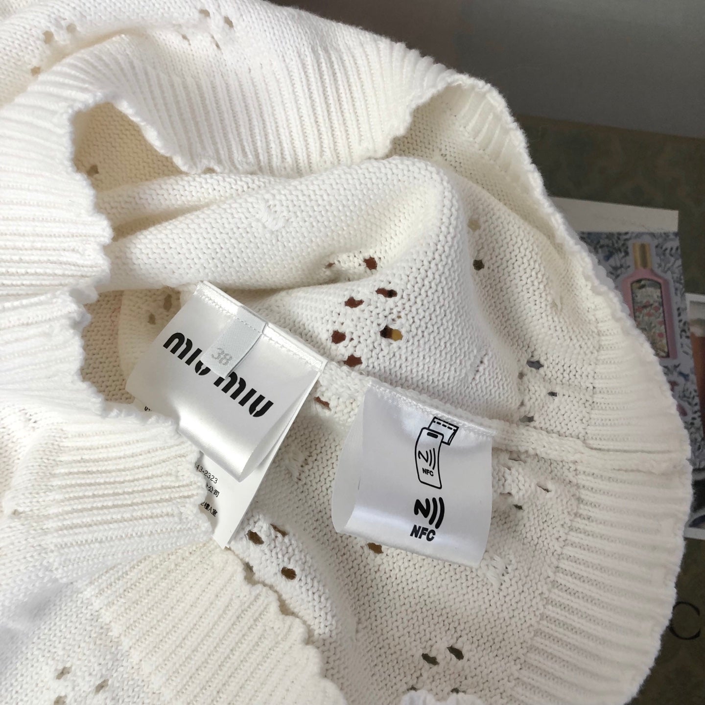 Miu Crew Neck Sweater White Cotton 394303
