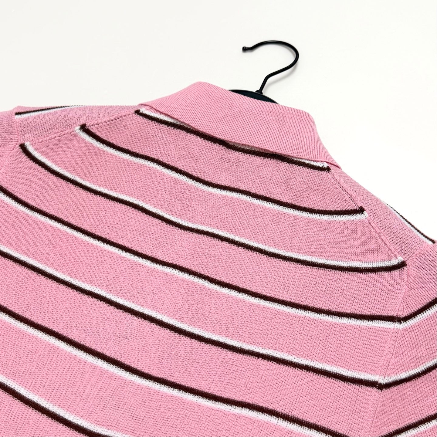 Miu Knit Polo Shirt Light Pink Cotton 394294