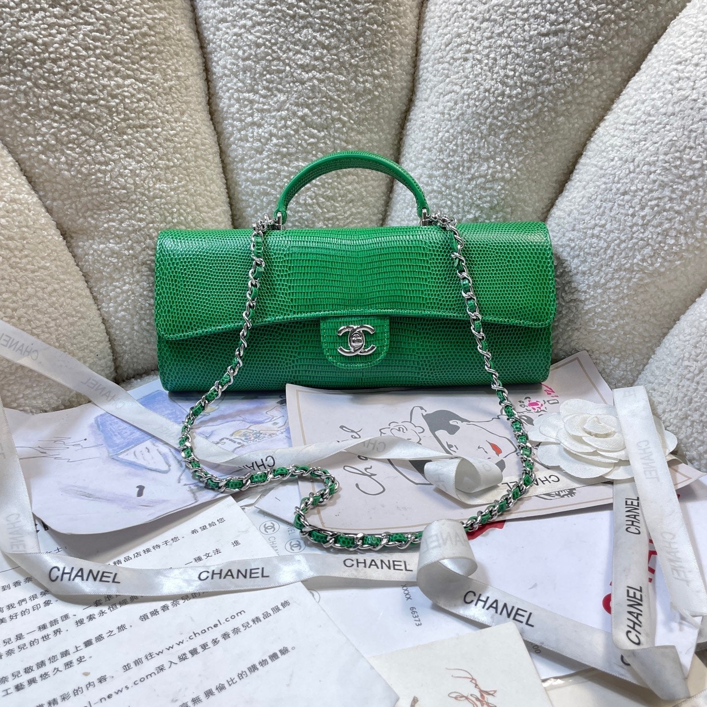 Chanel 2026 Lizard-Embossed Top Handle Bag 25cm Leather