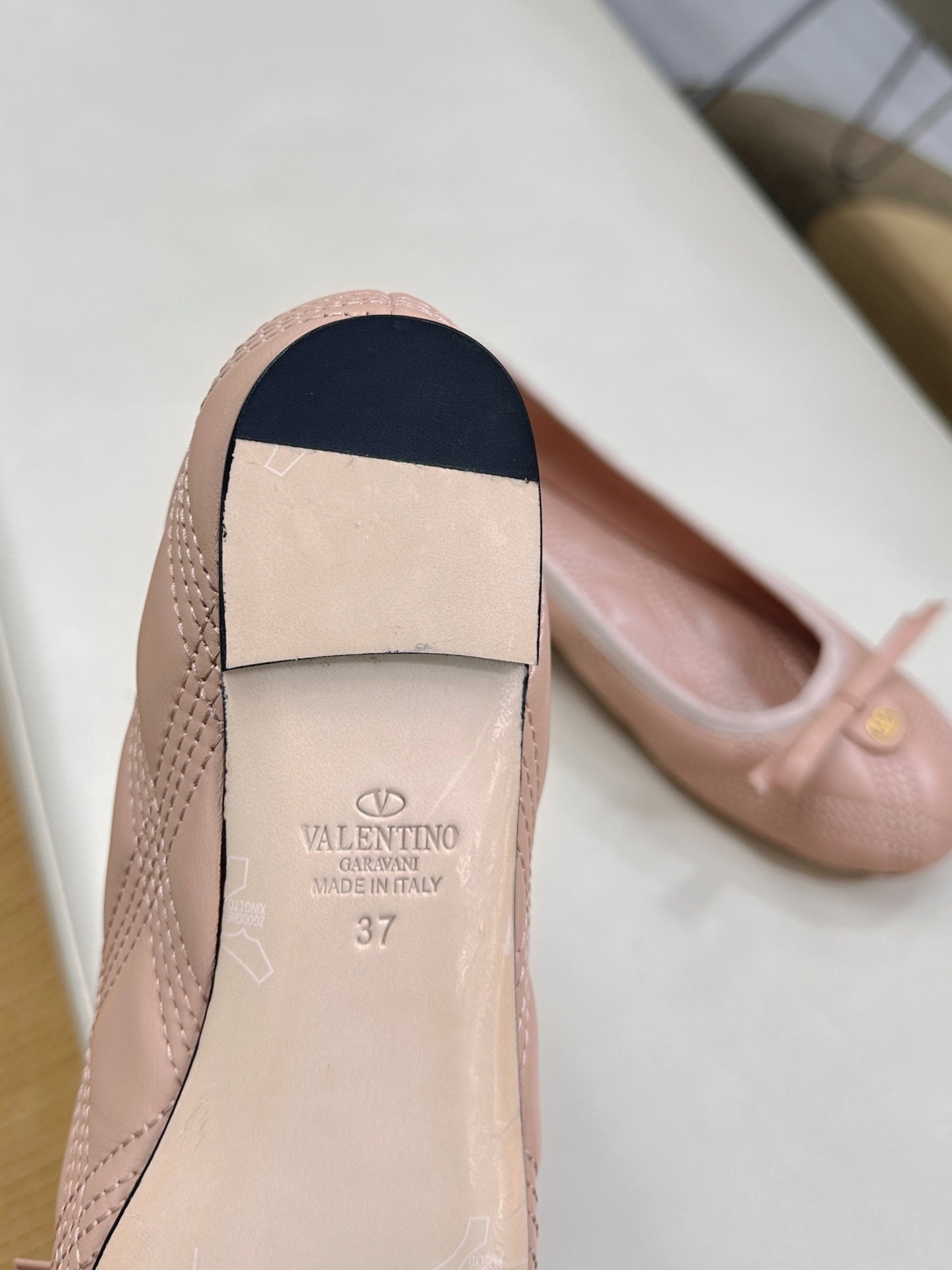 Valentino Classic Ballet Flats 25s In Nude Pink Calfskin With Bow
