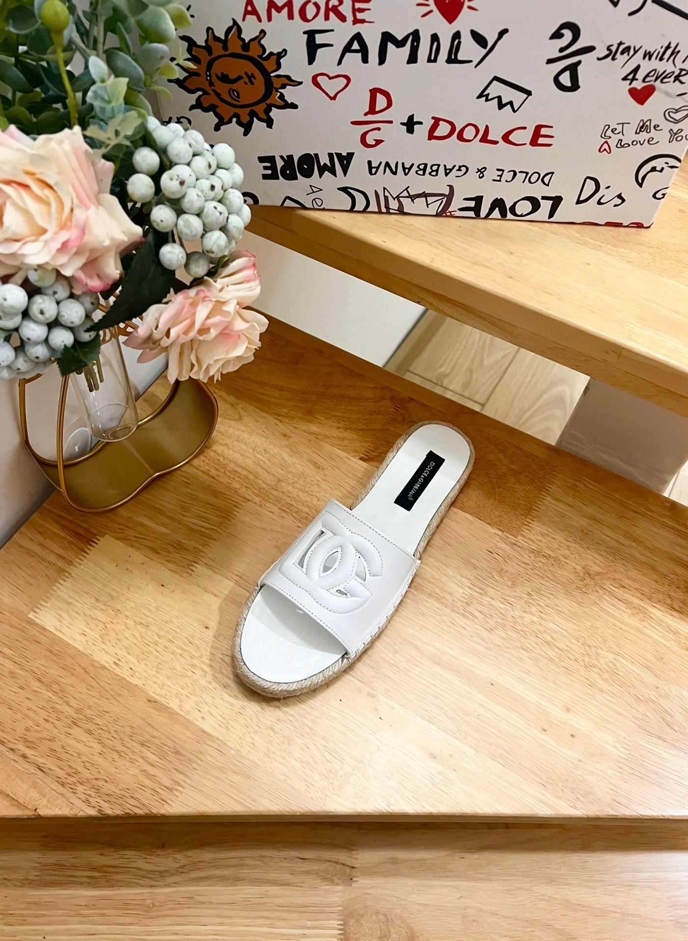 DC Espadrilles Sildes White Rubber & Sheepskin 240623