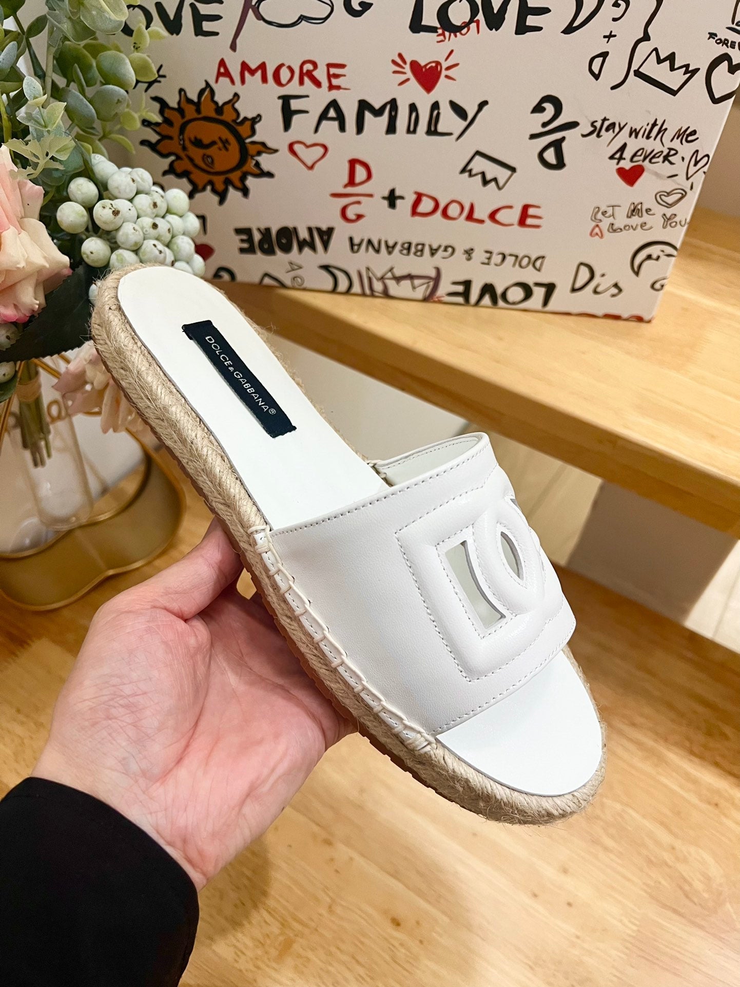 DC Espadrilles Sildes White Rubber & Sheepskin 240623