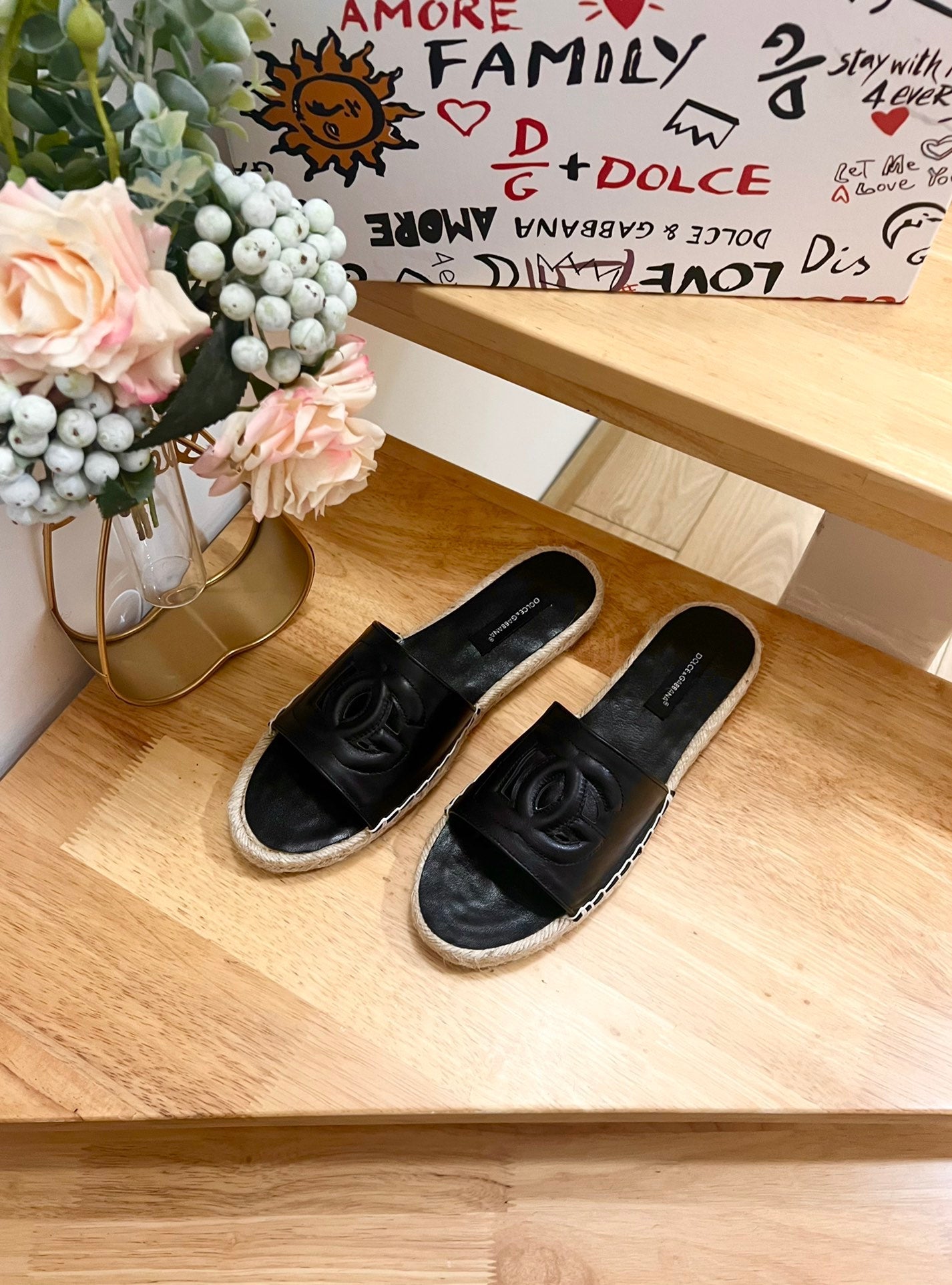 DC Espadrilles Sildes Black Rubber & Sheepskin 240624