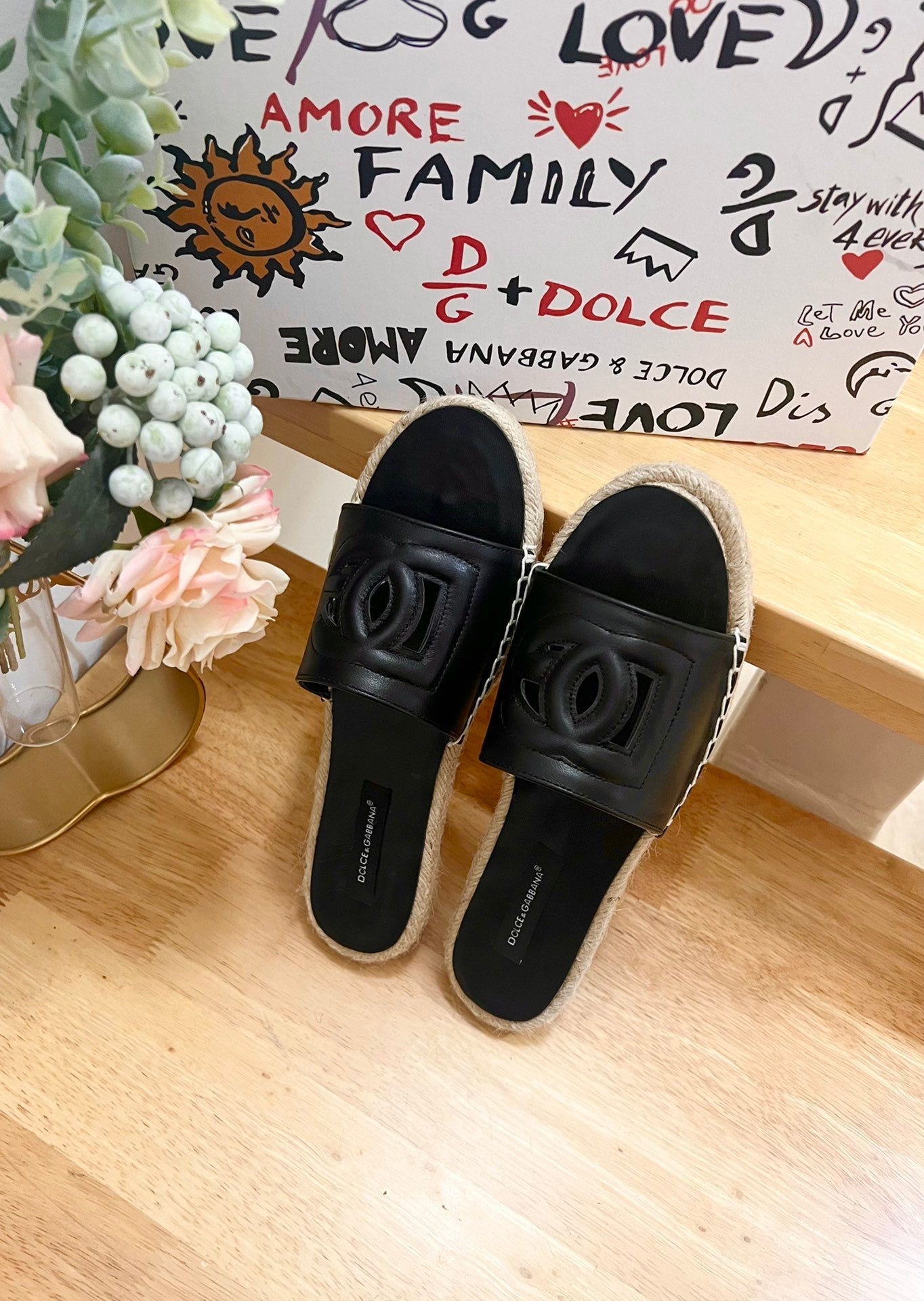 DC Espadrilles Sildes Black Rubber & Sheepskin 240624