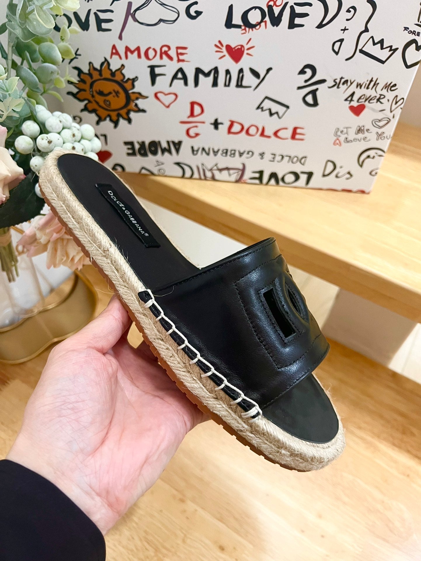 DC Espadrilles Sildes Black Rubber & Sheepskin 240624