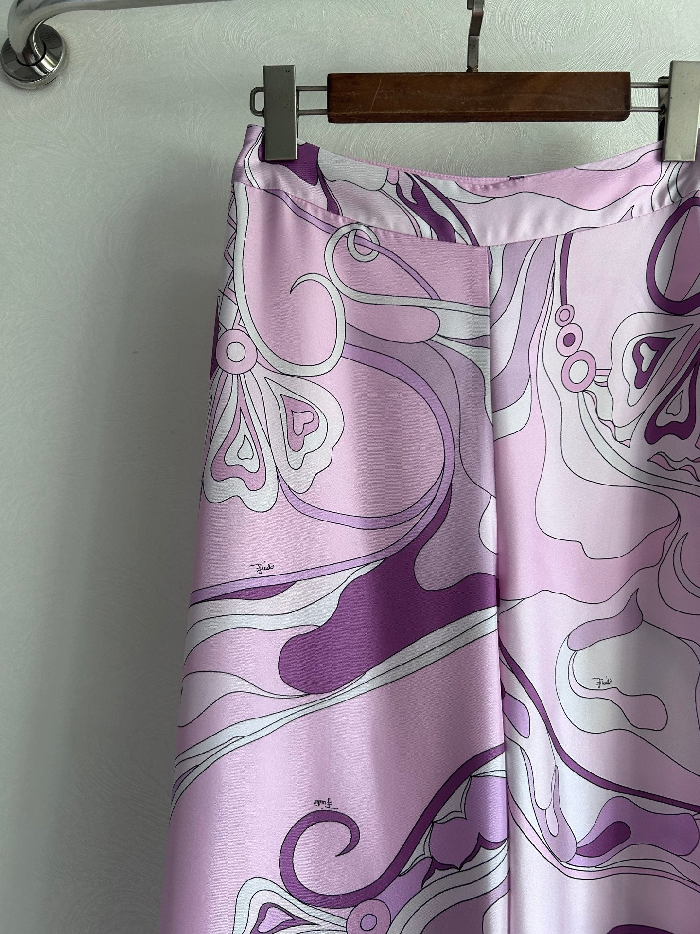 Pucci 26s Stella-Print Silk Pant Light Pink Silk 391066