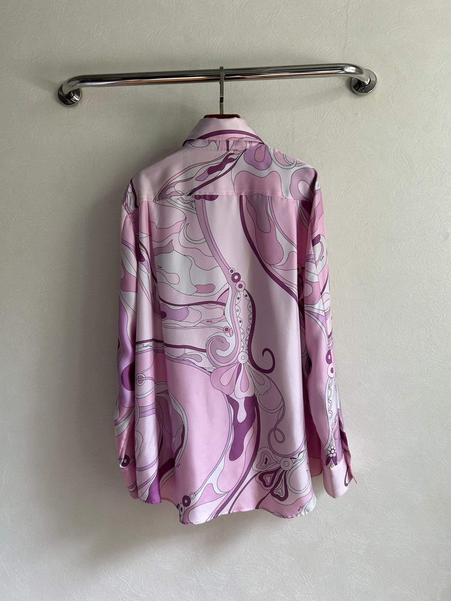 Pucci 26s Stella-Print Silk Shirt Light Pink Silk 391067