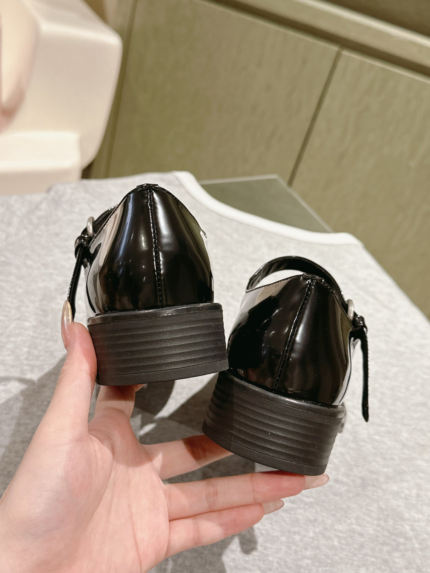 Miu Mary Jane Shoes Black Patent Leather 445567