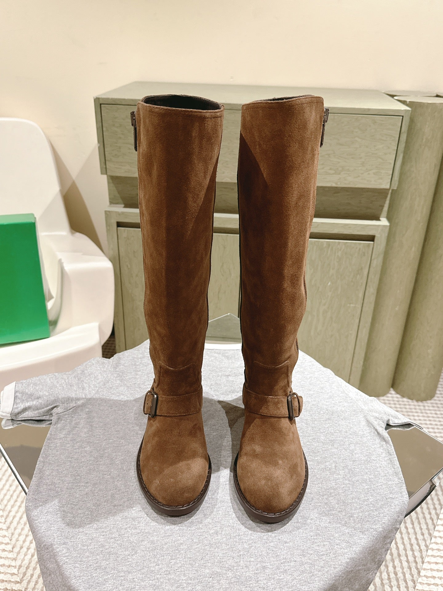 BV Long Boots 30mm Brown Suede 446177