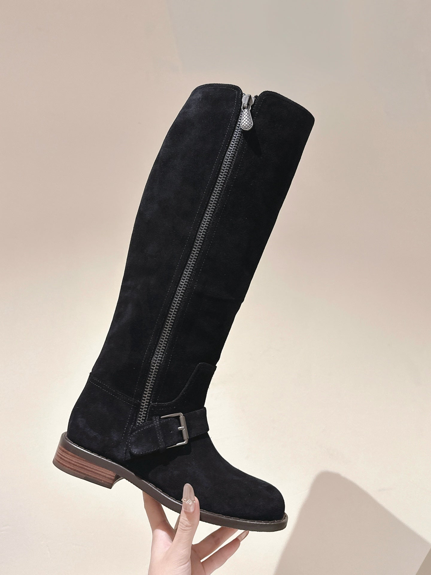 BV Long Boots 30mm Black Suede 446178