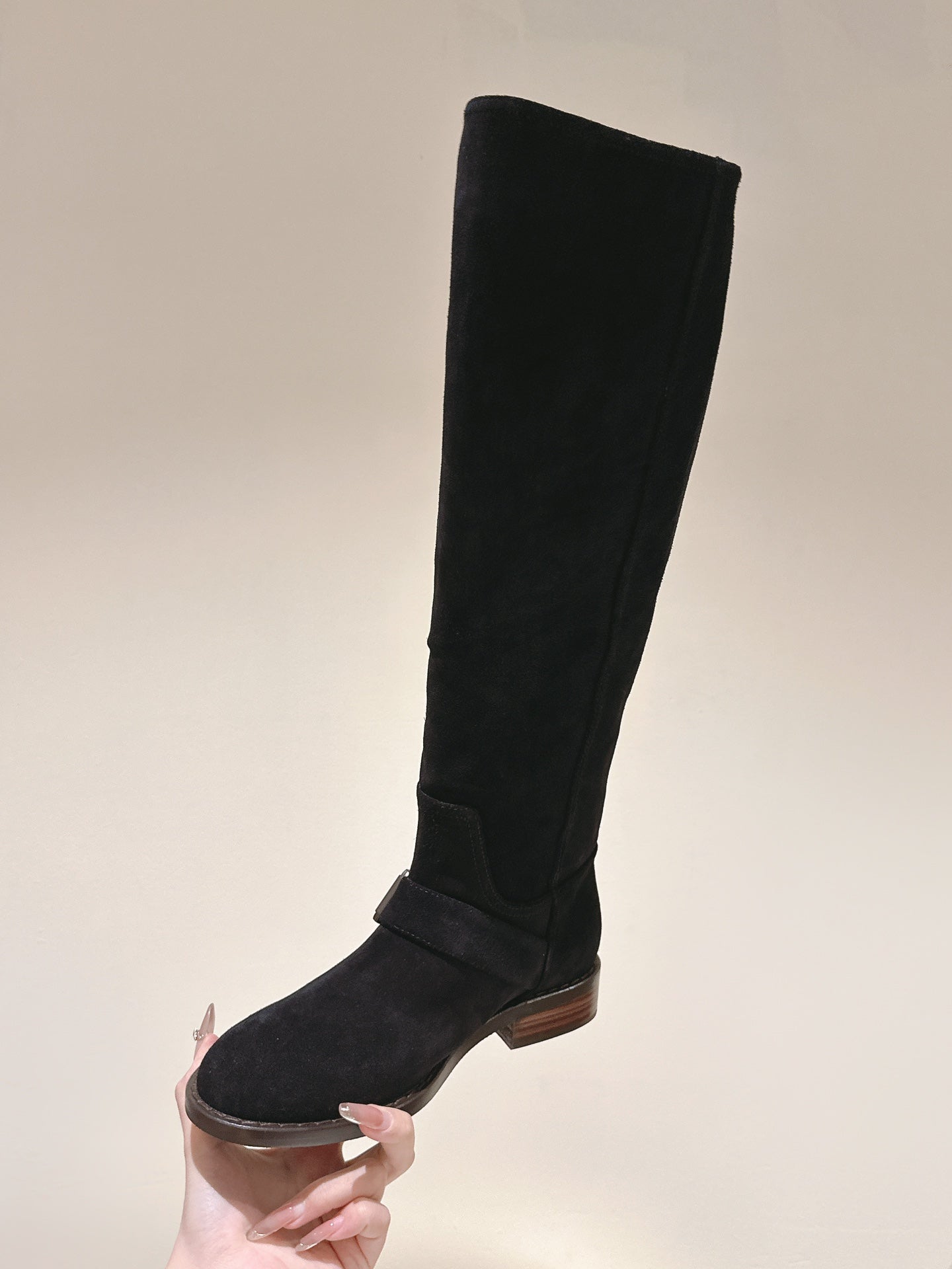 BV Long Boots 30mm Black Suede 446178