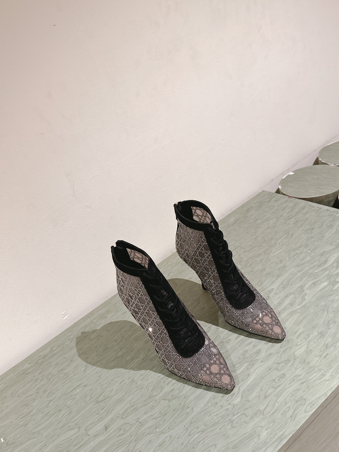 CD Capture  Ankle Boot  85mm Black Mesh & Suede 483089