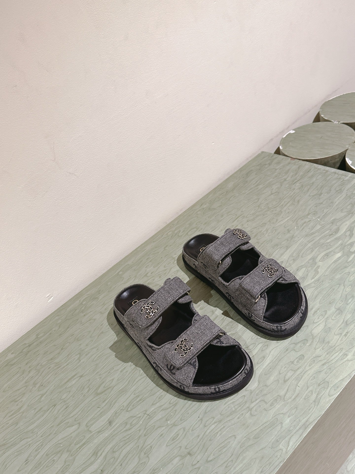 CC 25C Dad Sandals Mule Black Grey Denim 462221
