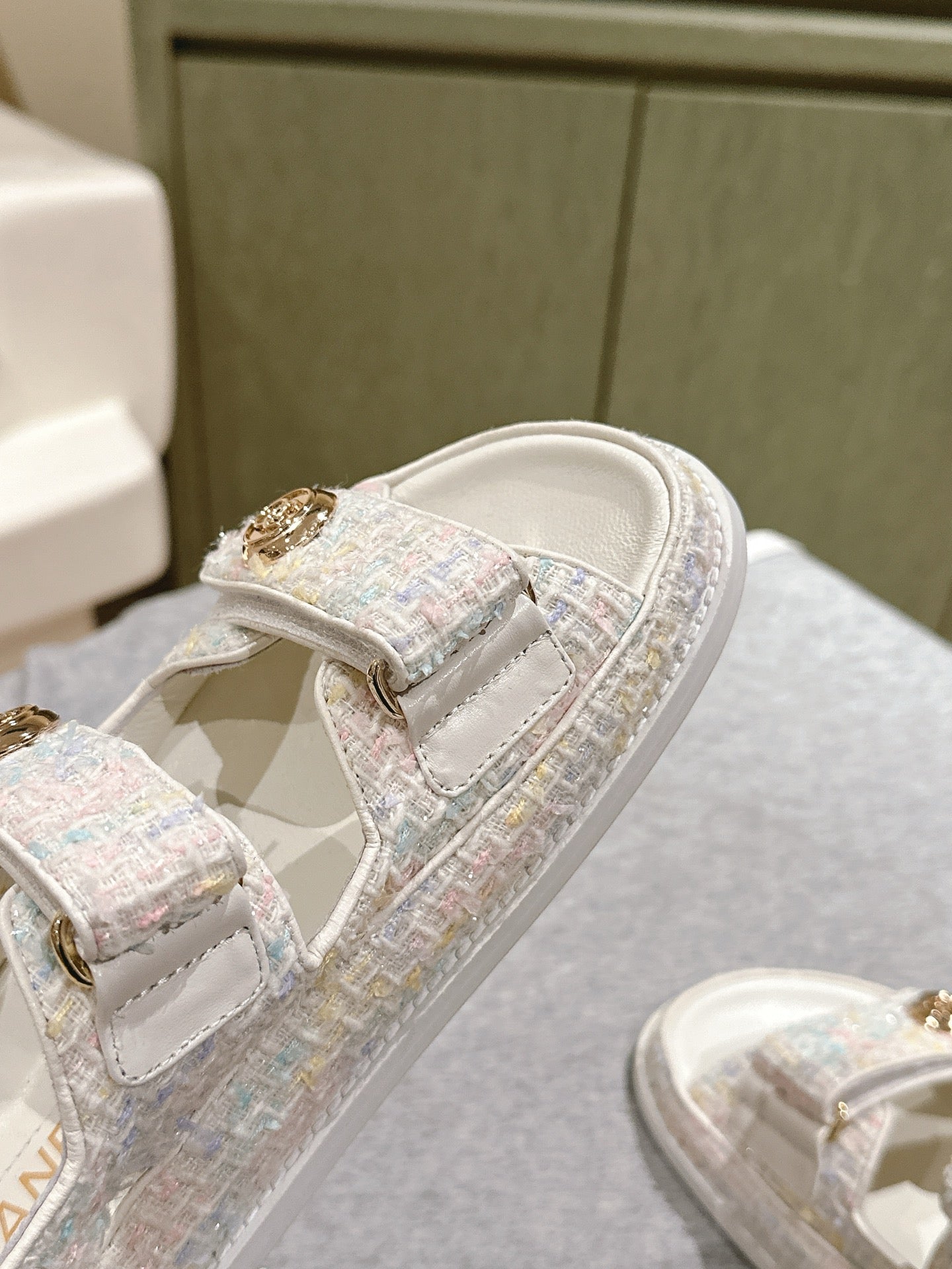 CC 25C Dad Sandals White Colorful Tweed 462229