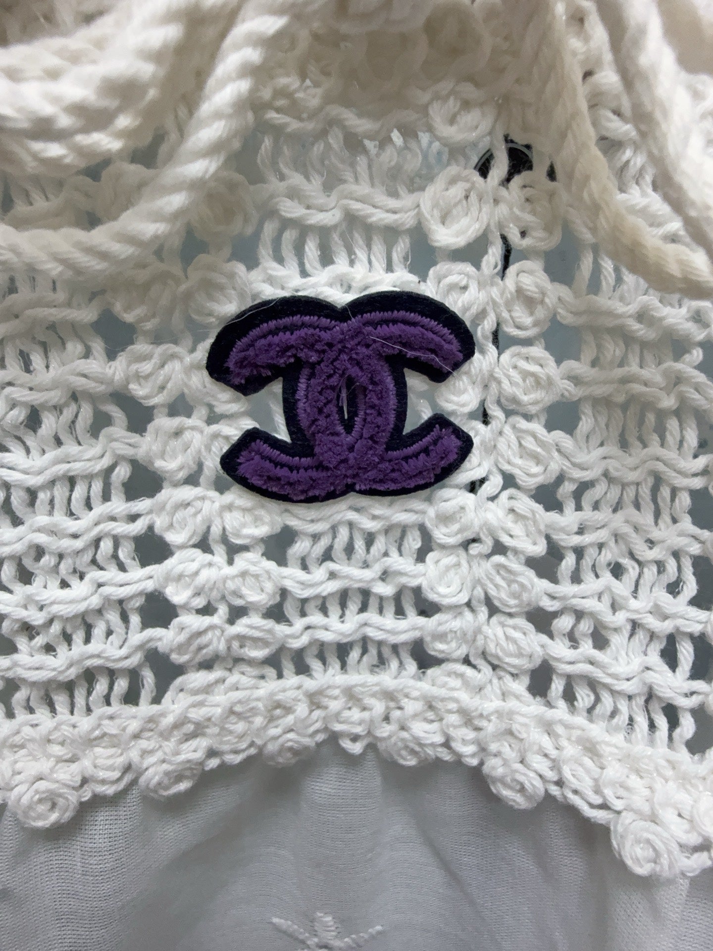 CC Crochet Peplum Mini Tank White Nitrile Cotton 351393