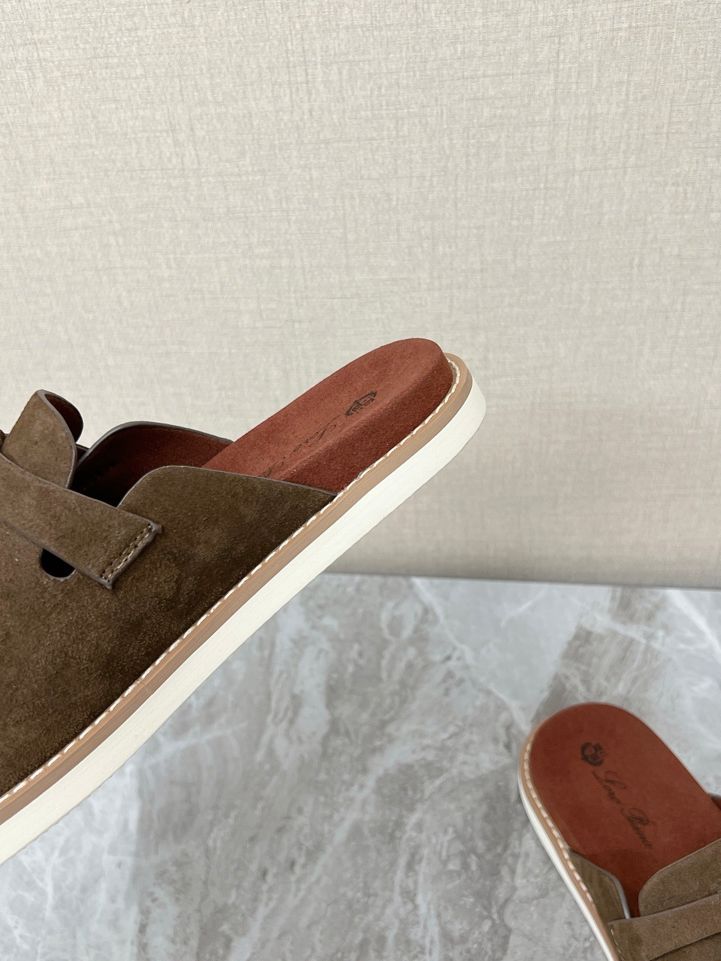 LP 26s Men’s Lock Mule Slides In Olive Brown Suede Silver Hardware