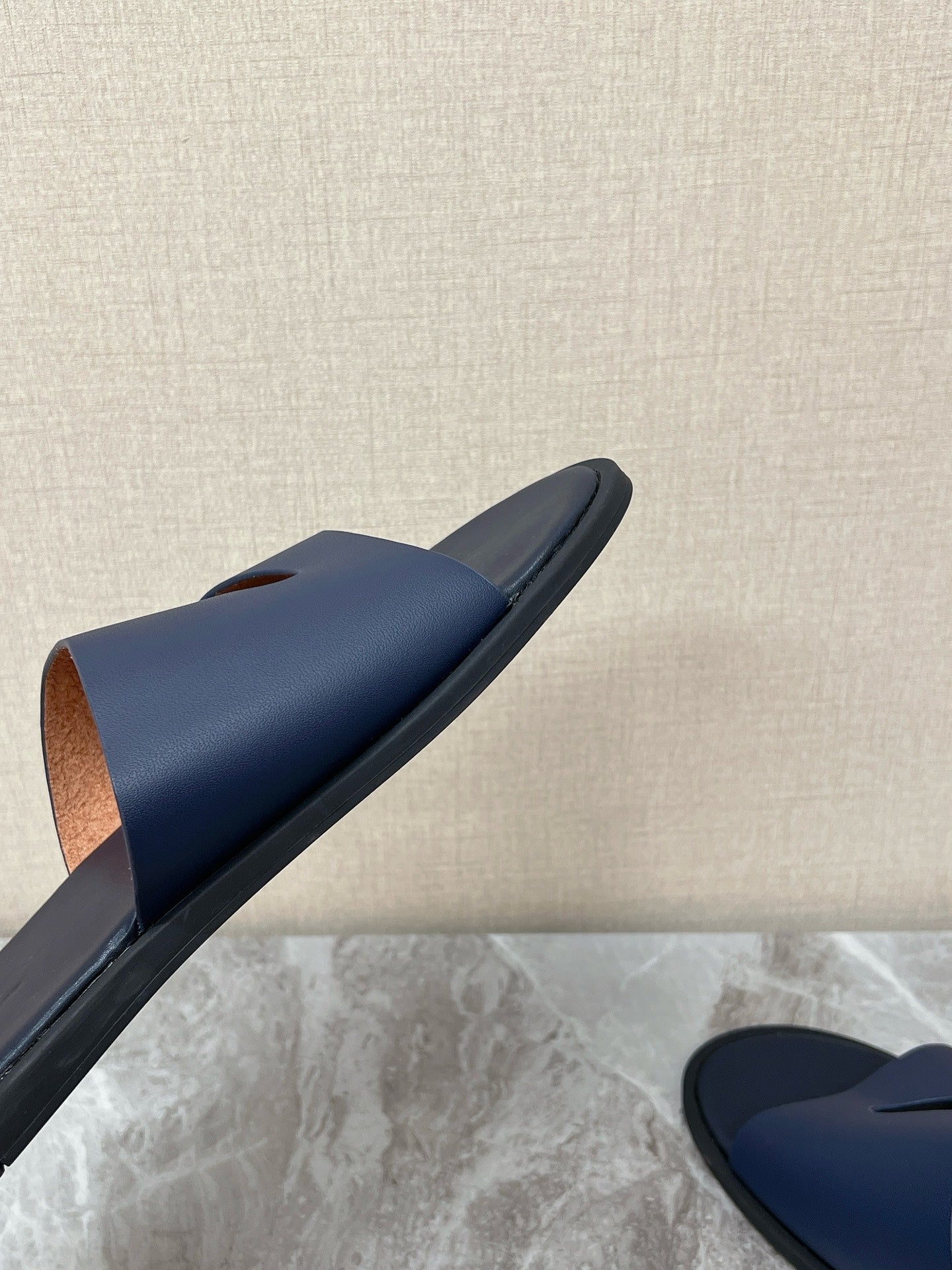 LP 26s Men’s Cutout Slides In Navy Blue Calfskin
