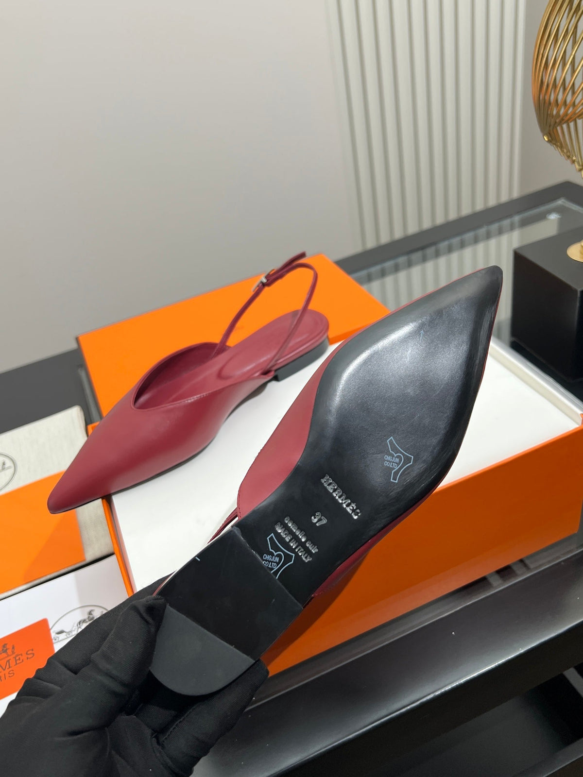 HM 26s Nicoletta Flats 1cm Burgundy Leather 149117