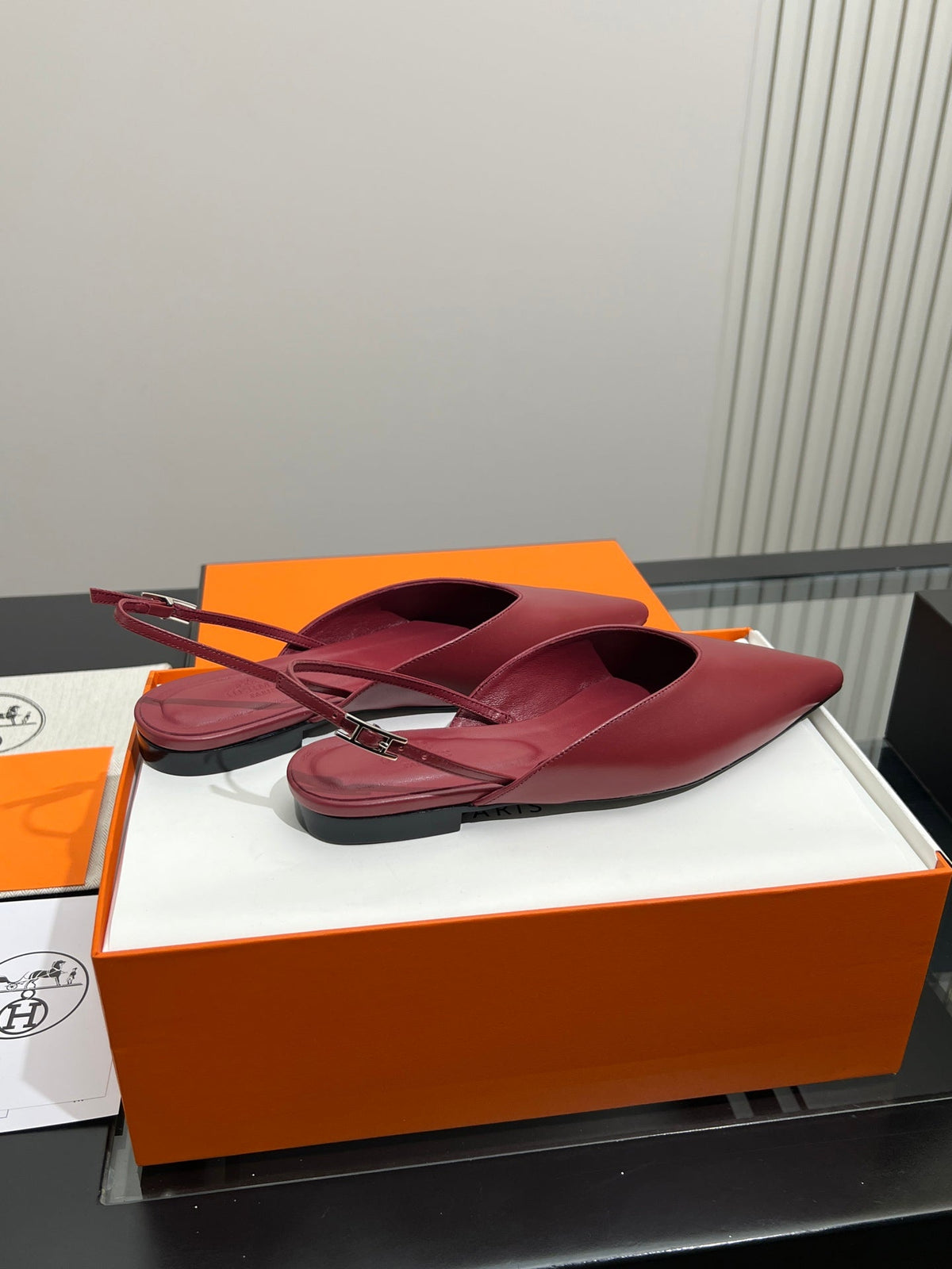 HM 26s Nicoletta Flats 1cm Burgundy Leather 149117
