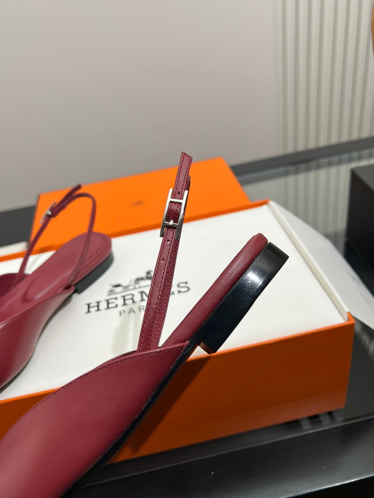 HM 26s Nicoletta Flats 1cm Burgundy Leather 149117