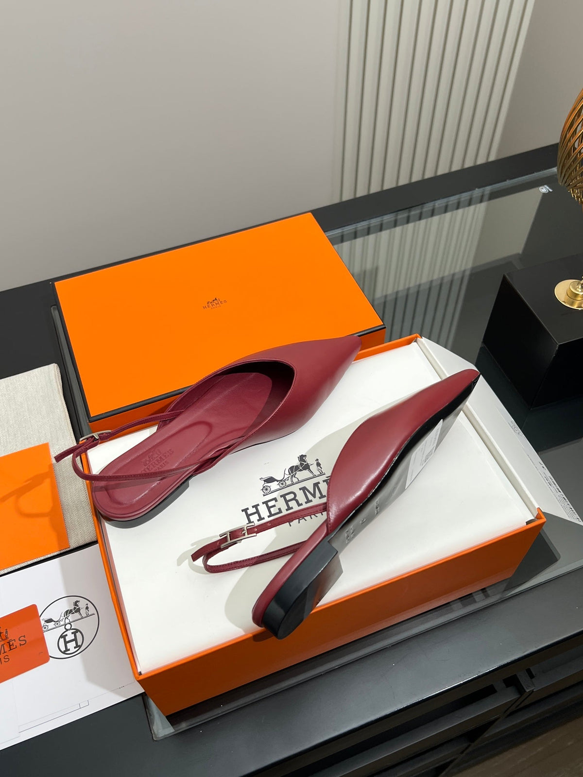 HM 26s Nicoletta Flats 1cm Burgundy Leather 149117