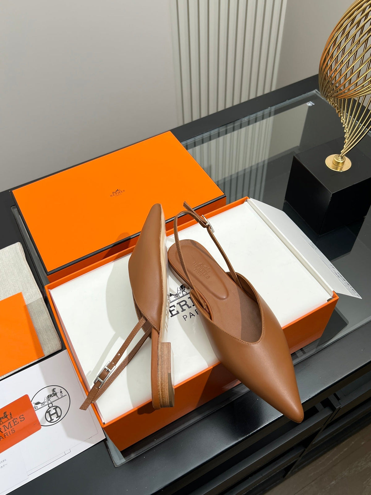 HM 26s Nicoletta Flats 1cm Tan Leather 149118