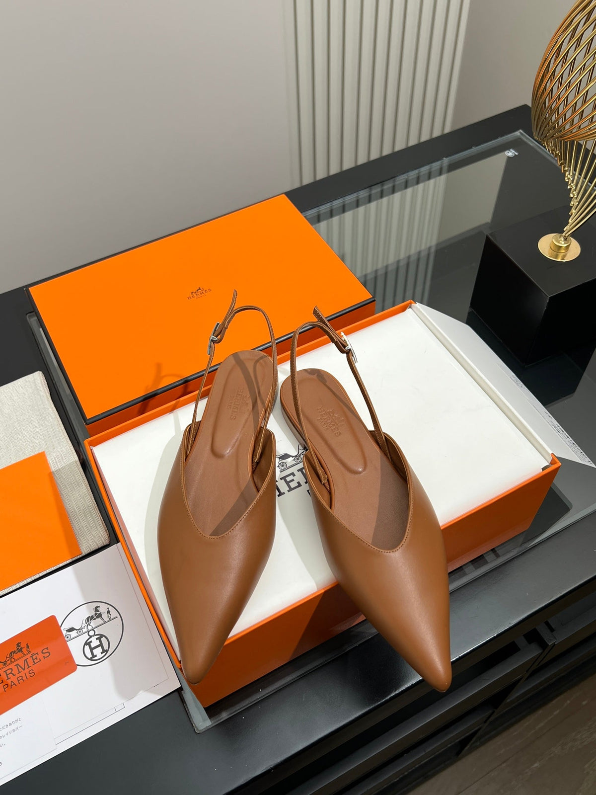HM 26s Nicoletta Flats 1cm Tan Leather 149118