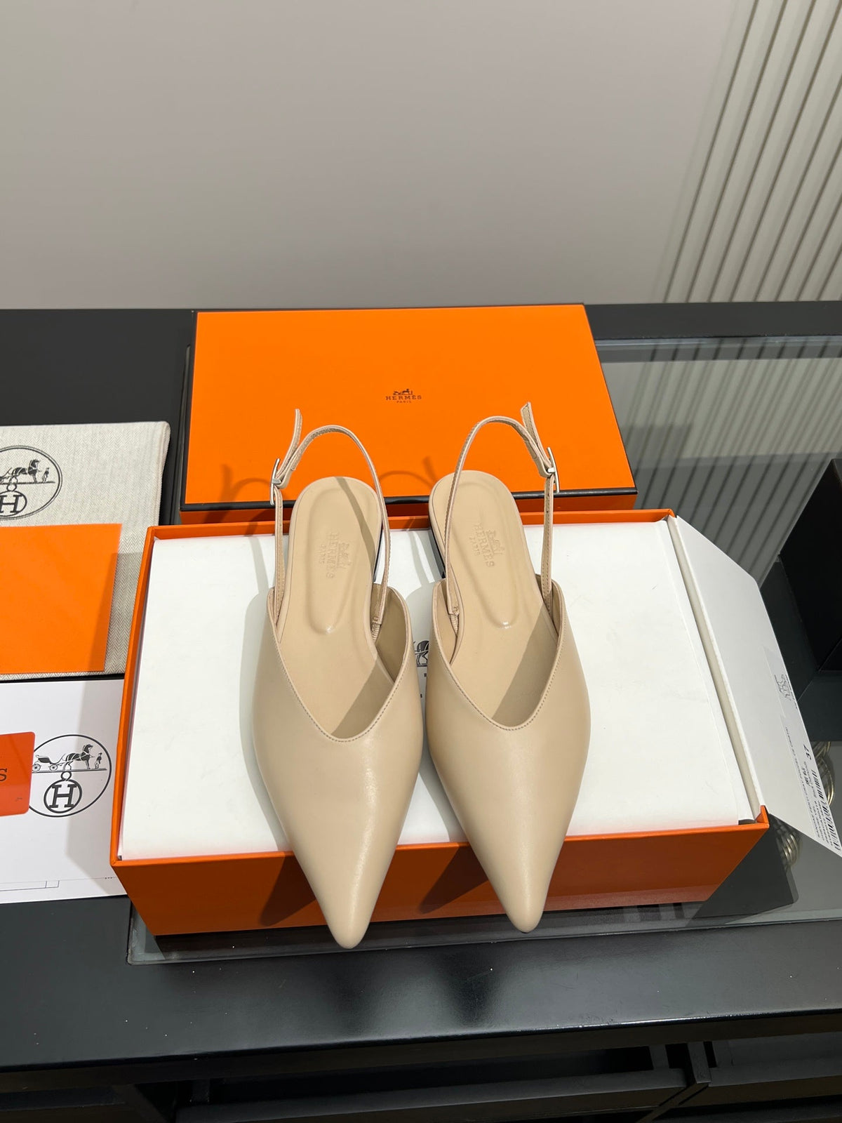 HM 26s Nicoletta Flats 1cm Beige Leather 149120